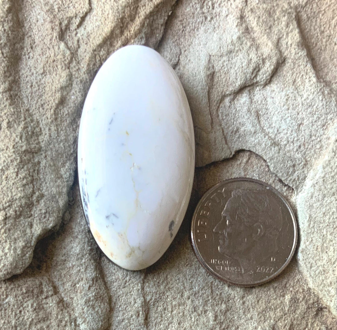 Natural White Buffalo Long Oval Cabochon — Ranch Gypsy