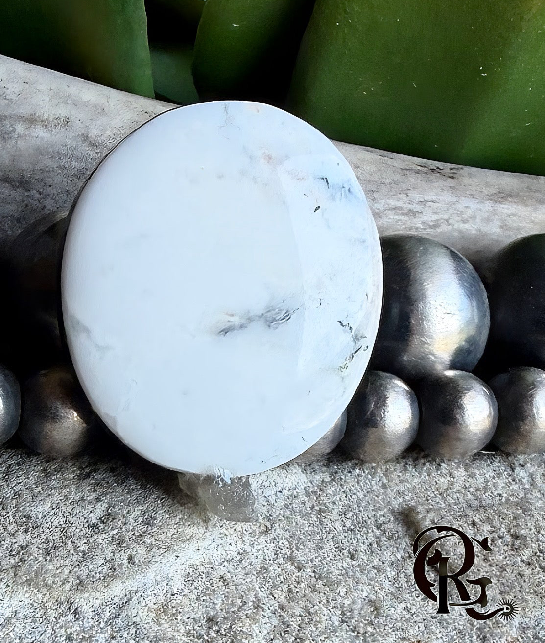 Natural White Buffalo Oval Cabochon #WB 48