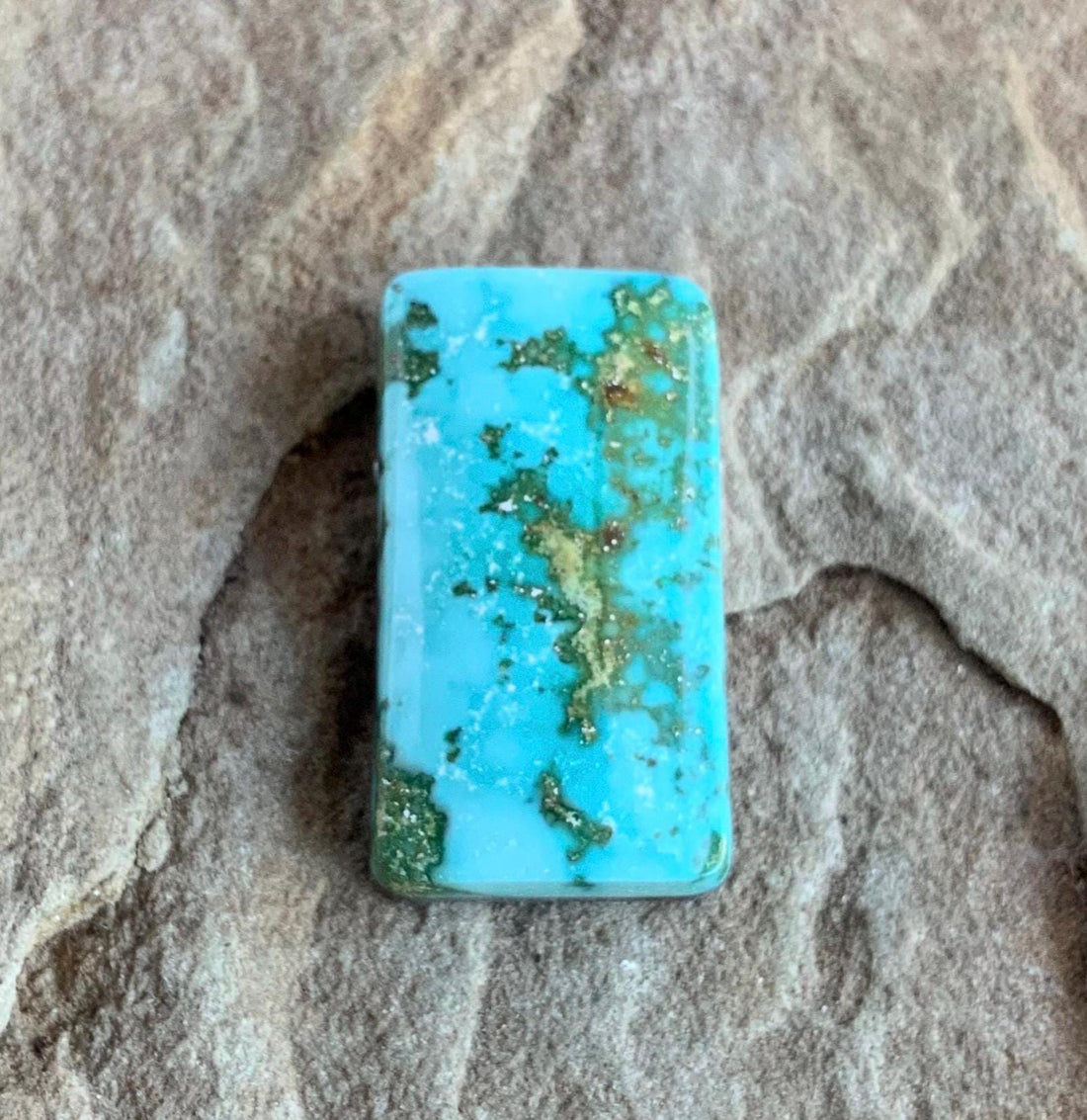 Natural Royston Turquoise Polychrome Rectangular Cabochon