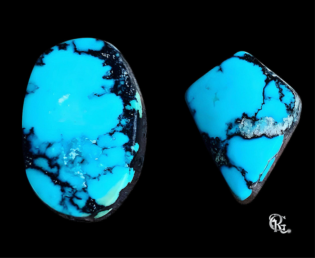 Cloud Mountain or Yungai Turquoise Cabochon Set of Two