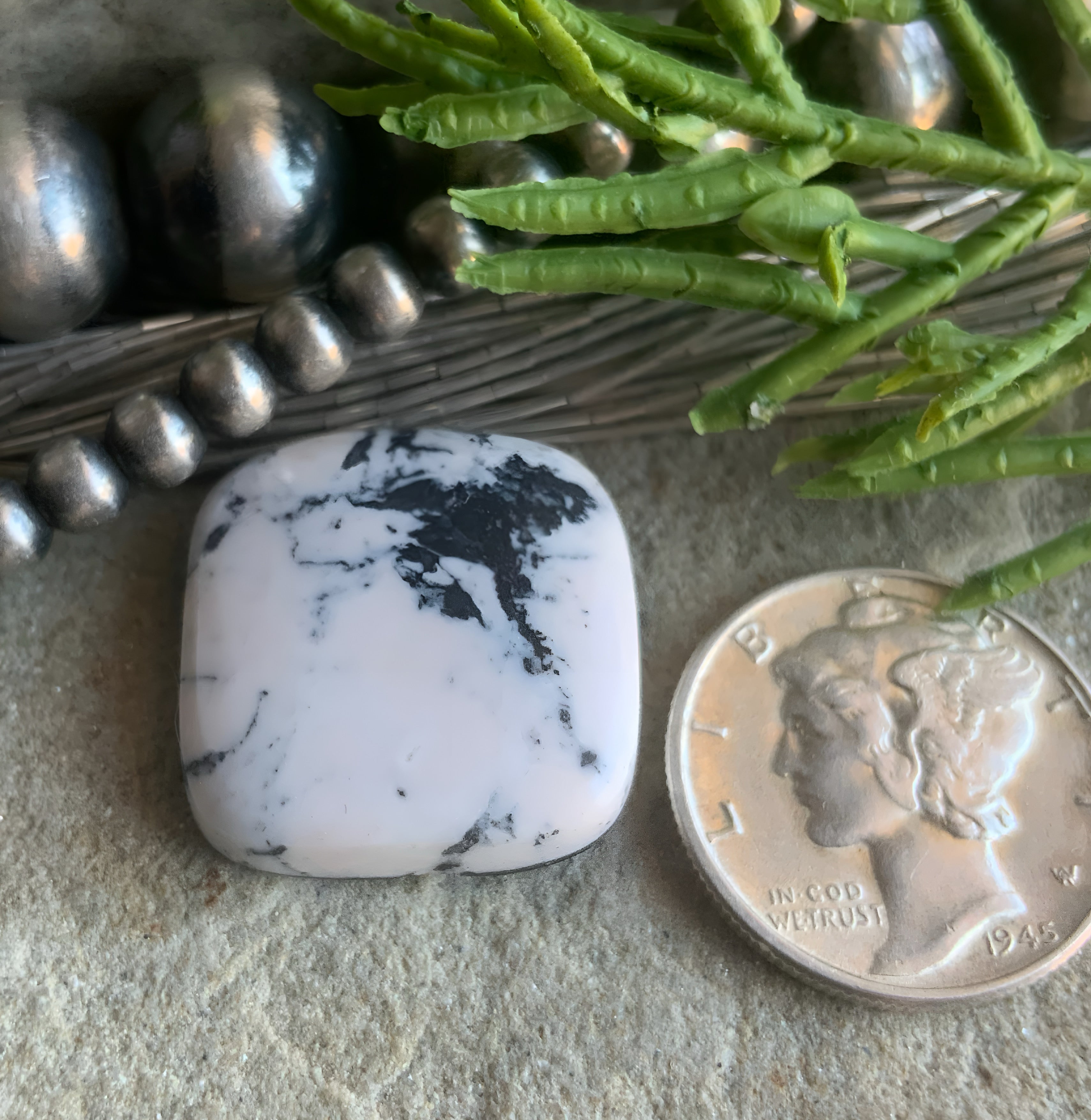 Natural White Buffalo Square Cabochon — Ranch Gypsy