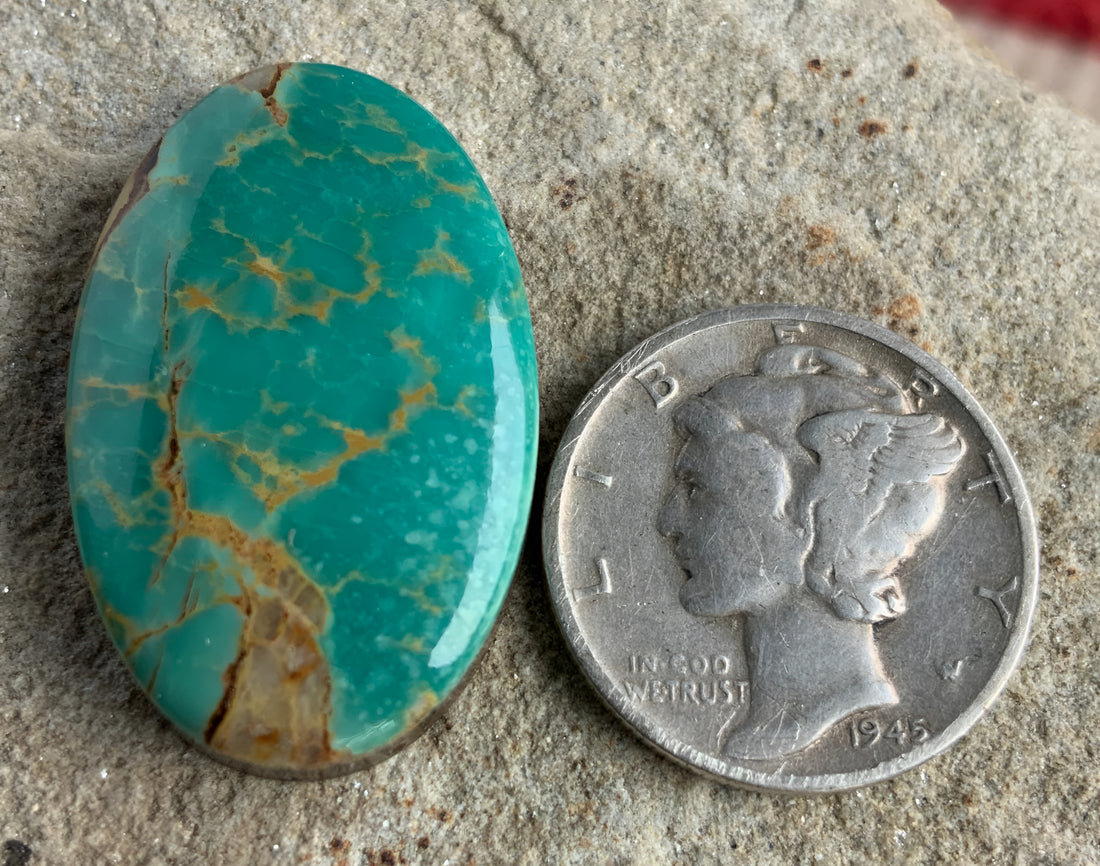 Green Turquoise Mountain Oval Turquoise Cabochon