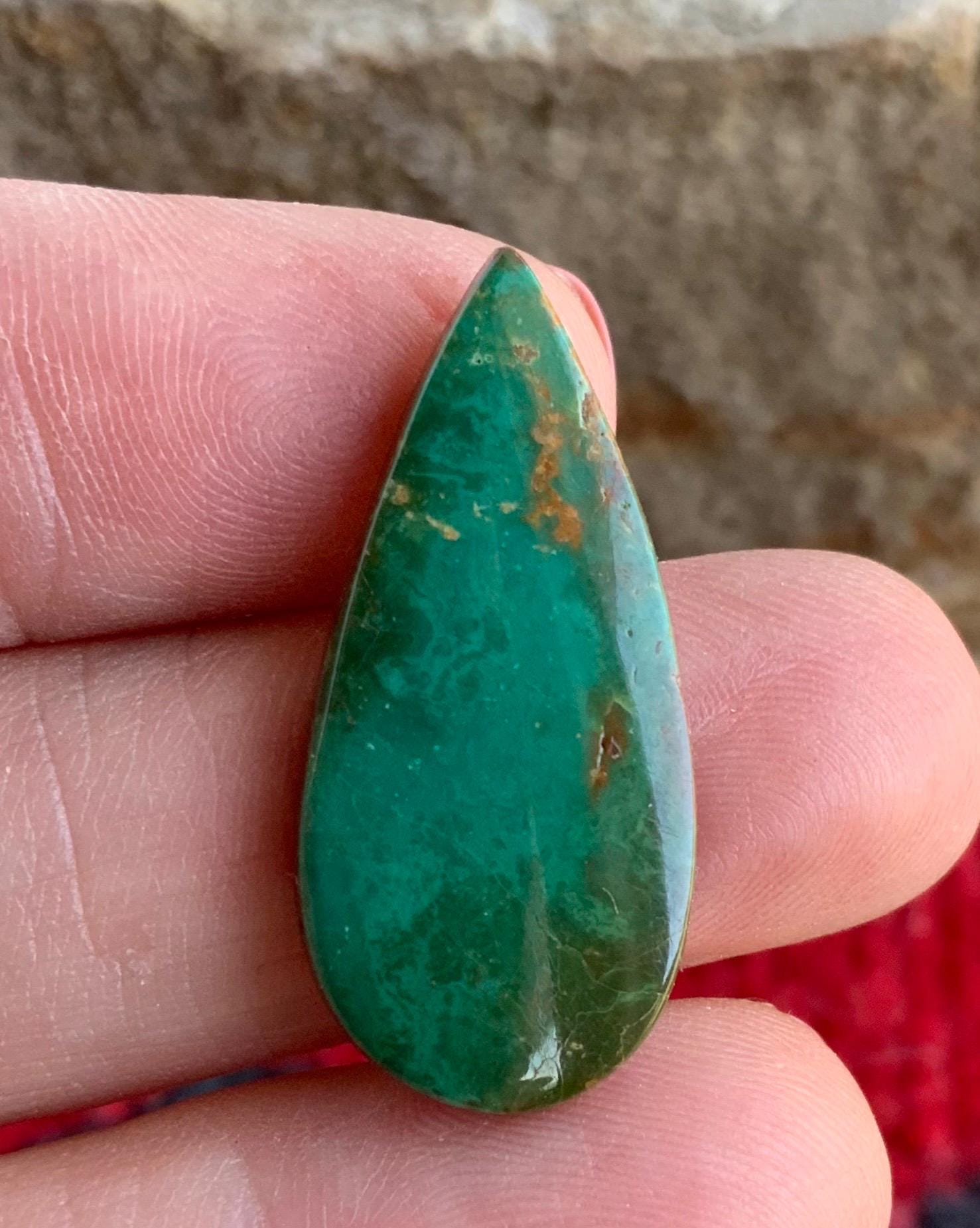 Natural Royston Turquoise Dark Green Teardrop Cabochon #R162
