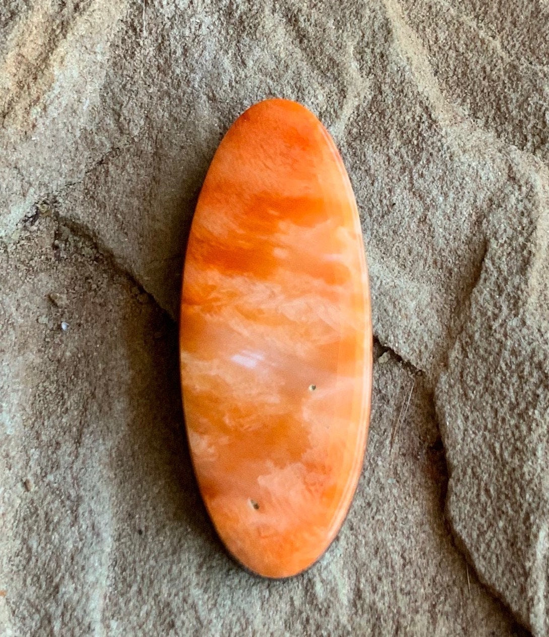Beautiful Orange Spiny Oyster Long Oval Cabochon #19