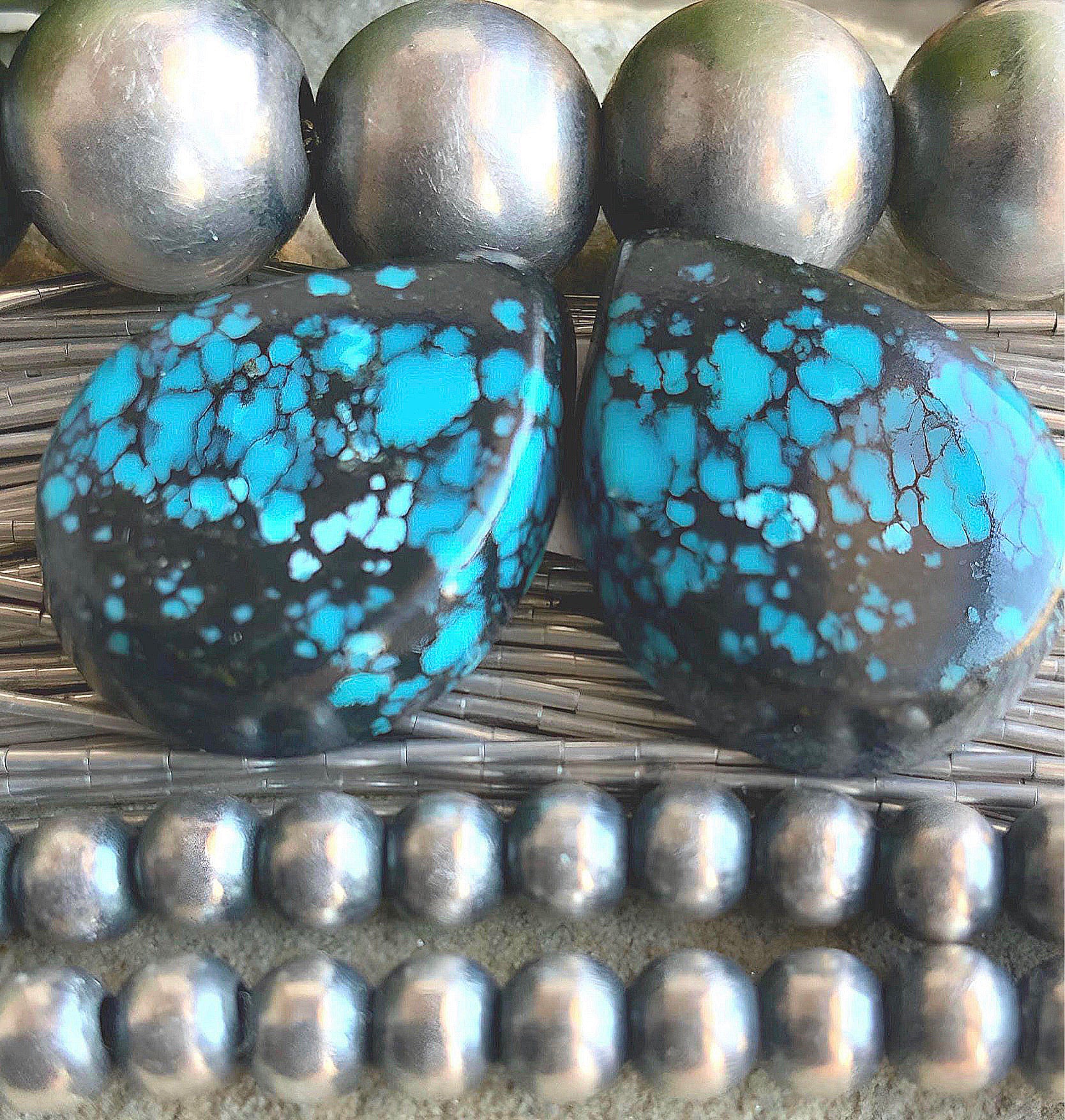 Bao Canyon Turquoise Matching Blue Teardrop Earring Cabochons-Hubei Province Gemstones