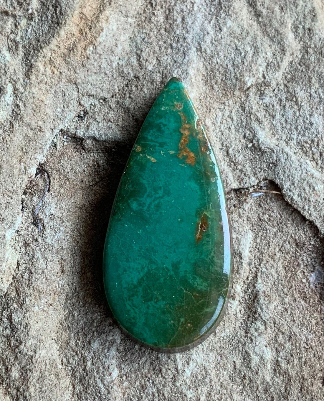 Natural Royston Turquoise Dark Green Teardrop Cabochon #R162