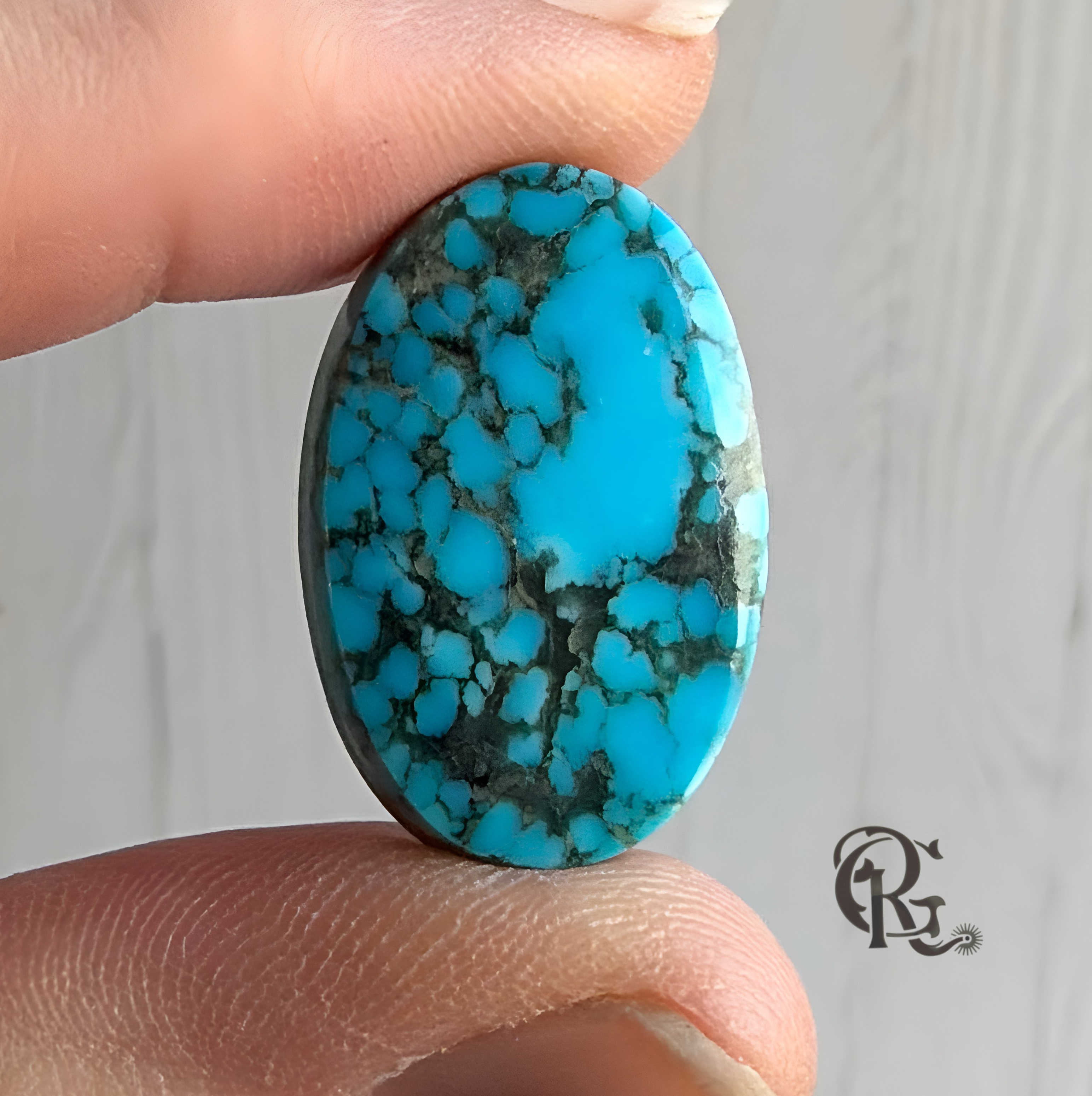 Ithaca Peak Turquoise Blue Oval Cabochon With Black Matrix