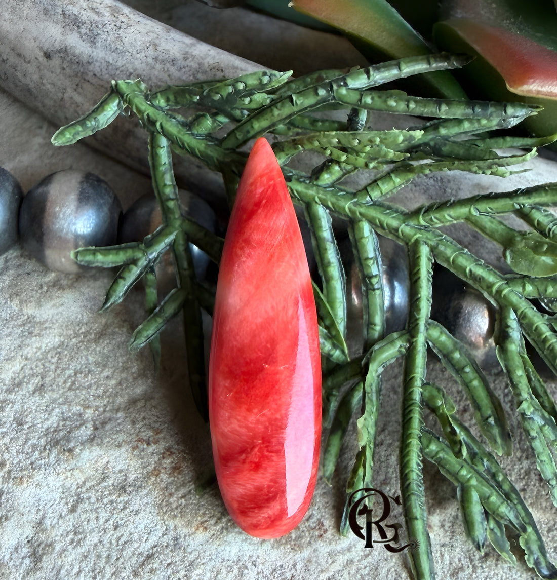 Orange Spiny Oyster Elongated Teardrop