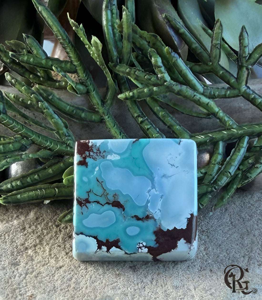 Gobi Desert Lavender Turquoise Square Cabochon
