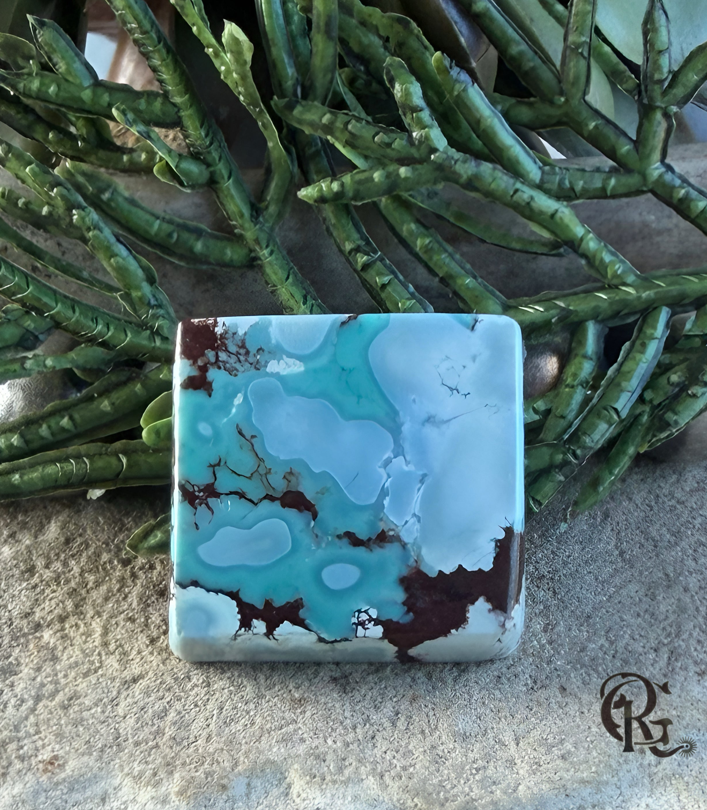 Gobi Desert Lavender Turquoise Square Cabochon