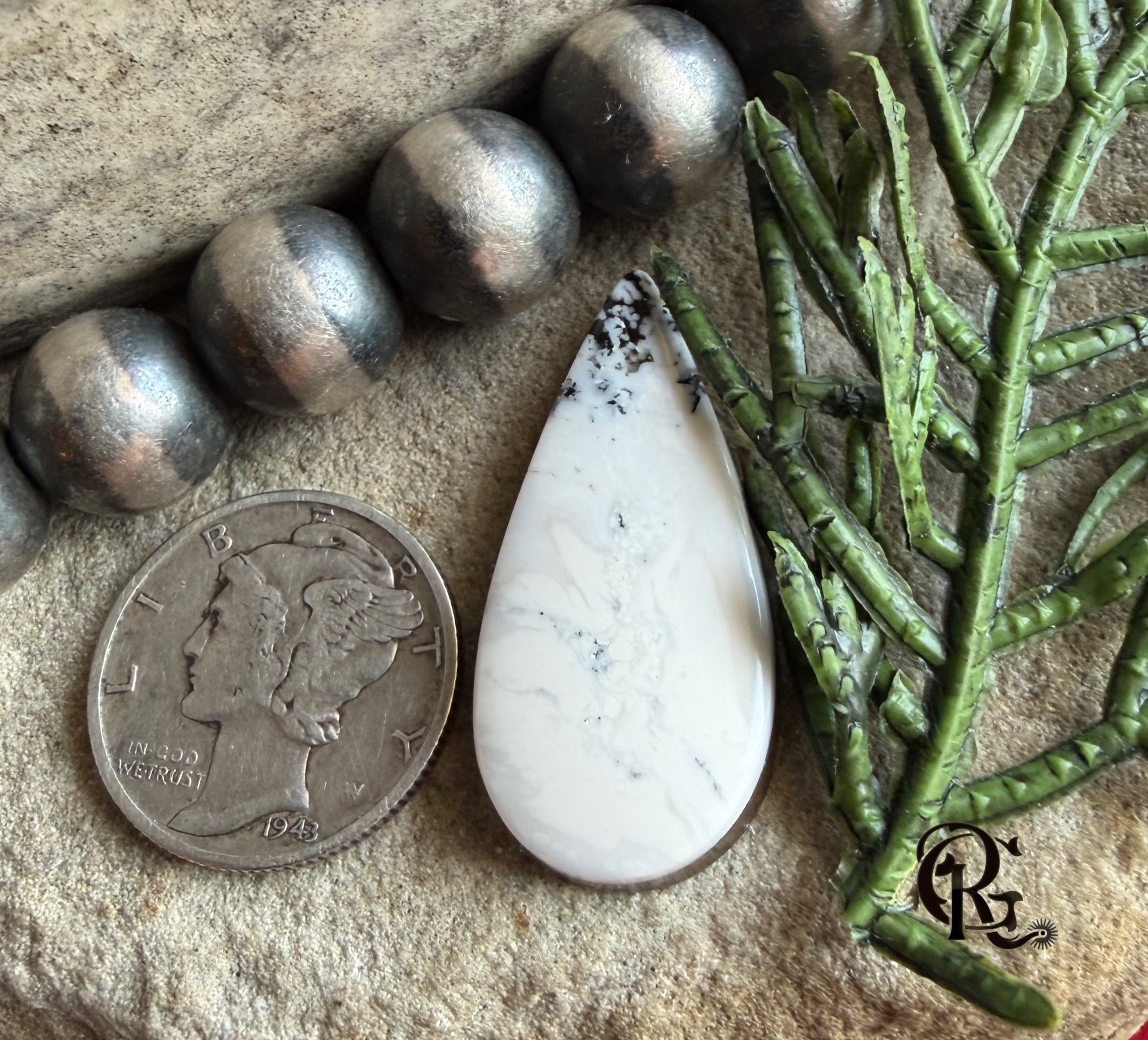 Natural White Buffalo Teardrop Cabochon-Nevada Gemstone — Ranch Gypsy