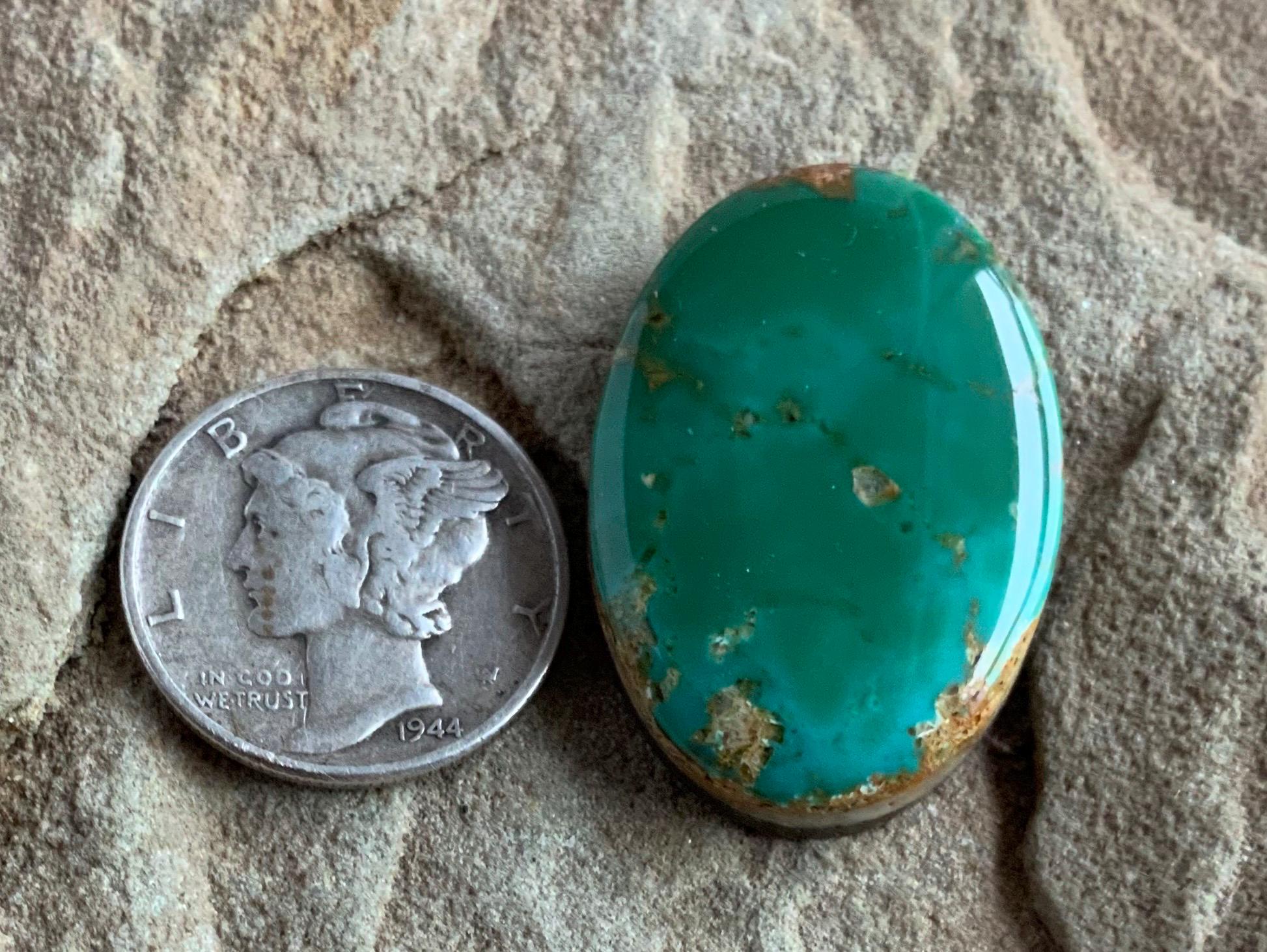 Natural High Grade Green Royston Turquoise Oval Cabochon