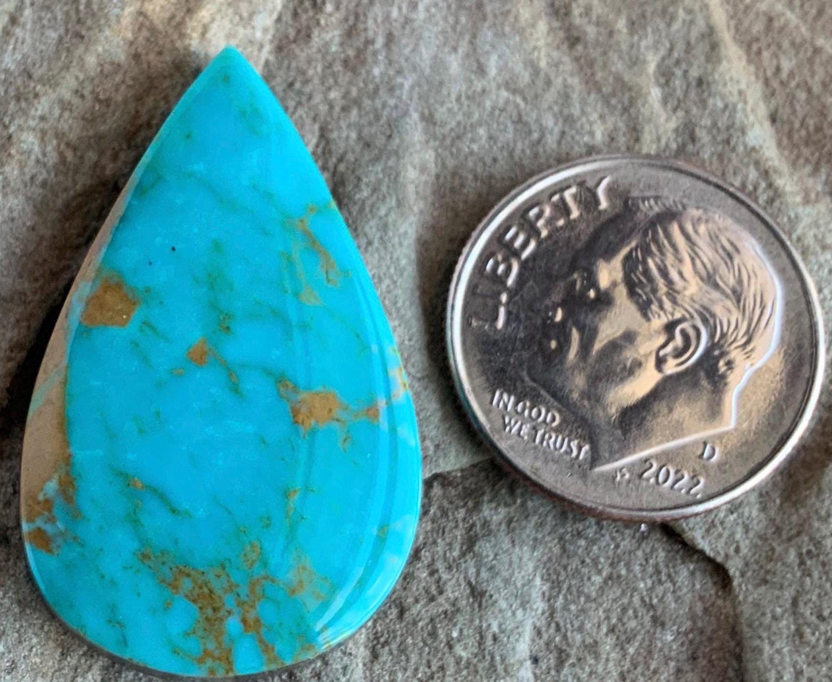 Royston Turquoise Blue Teardrop Cabochon-Nevada Gemstone