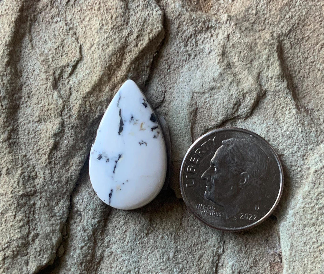 Beautiful Natural White Buffalo Teardrop Cabochon — Ranch Gypsy