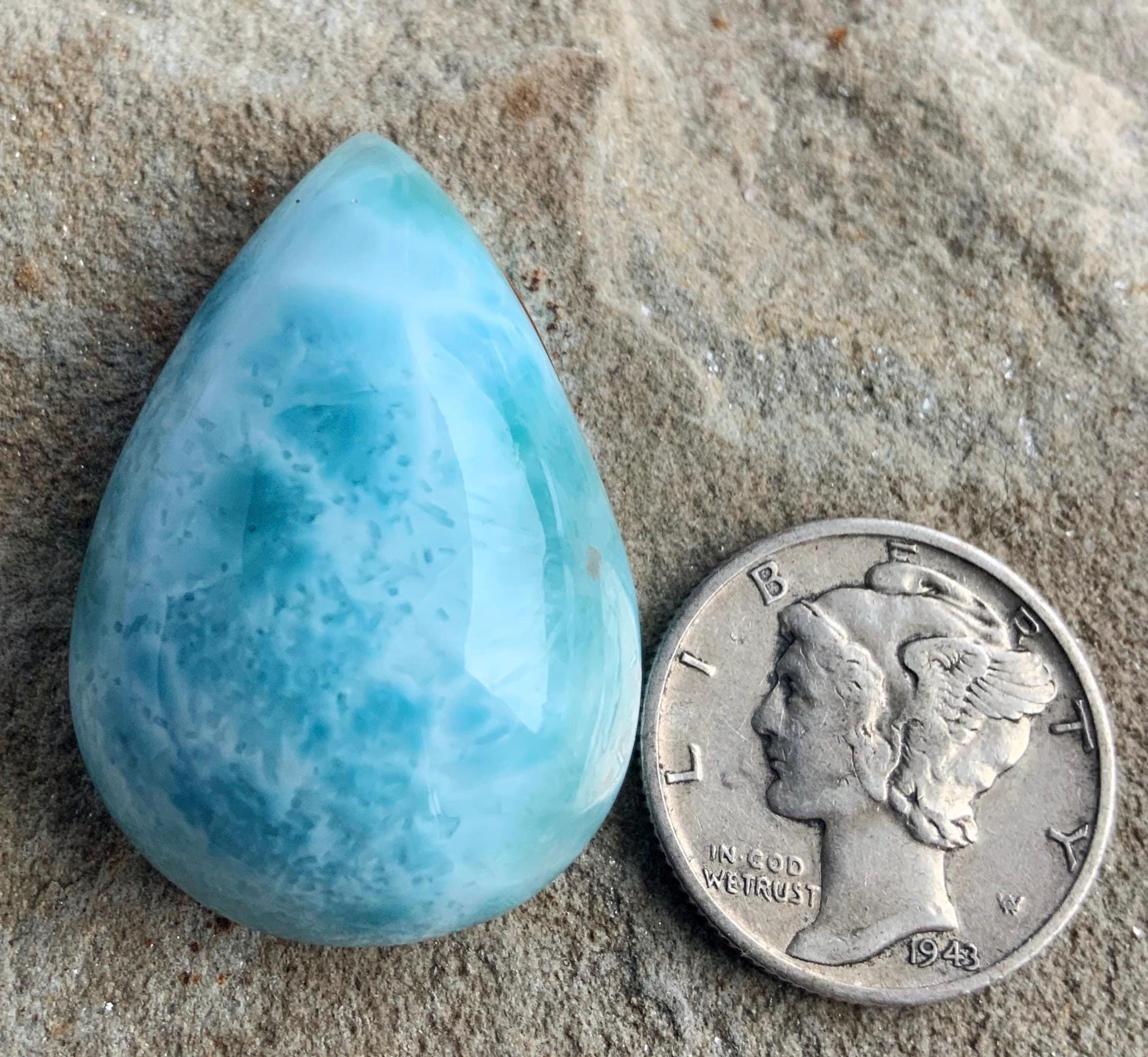 Beautiful Blue Larimar Domed Teardrop Cabochon