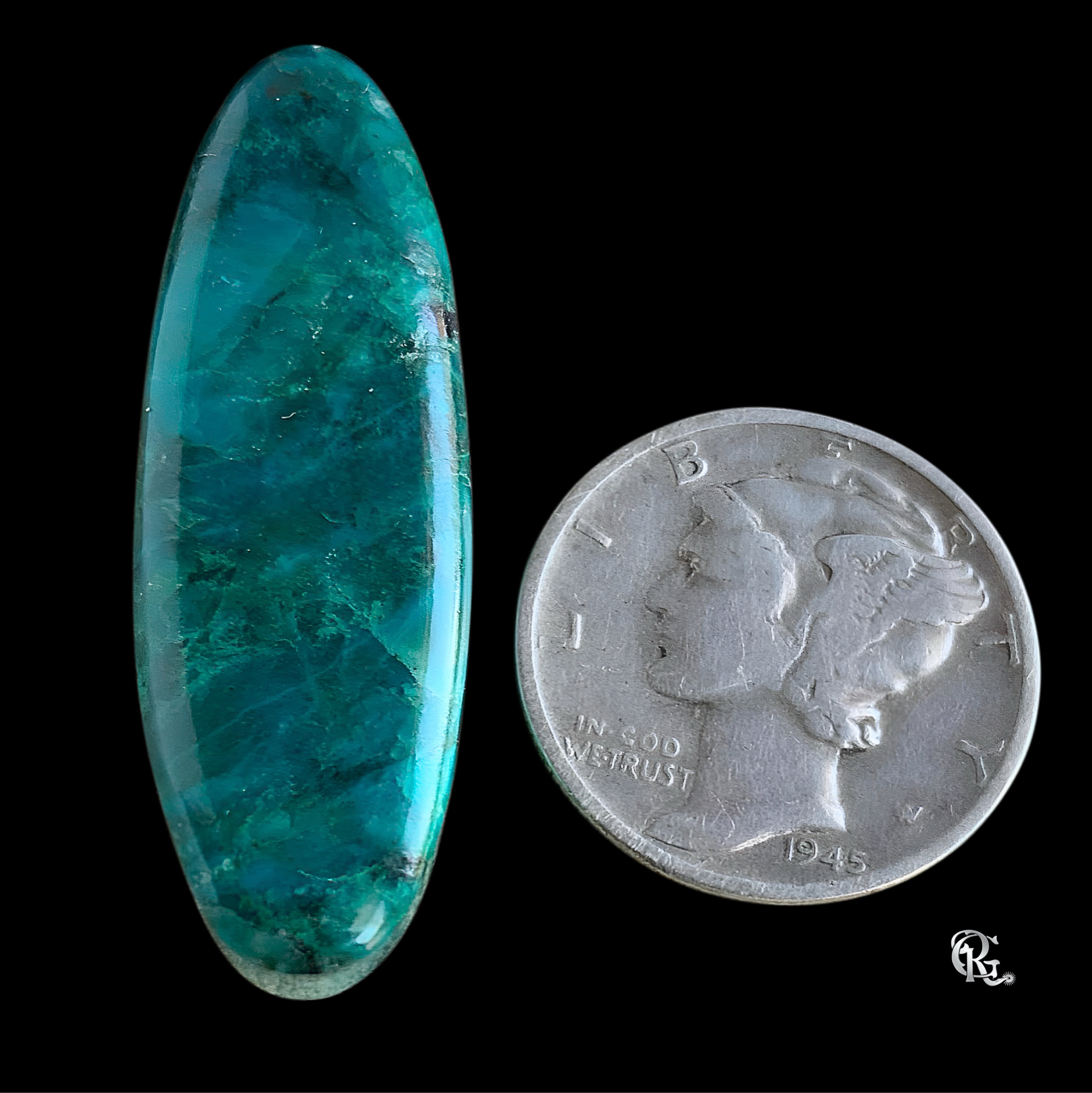 Chrysocolla Malachite Long Oval Cabochon #11