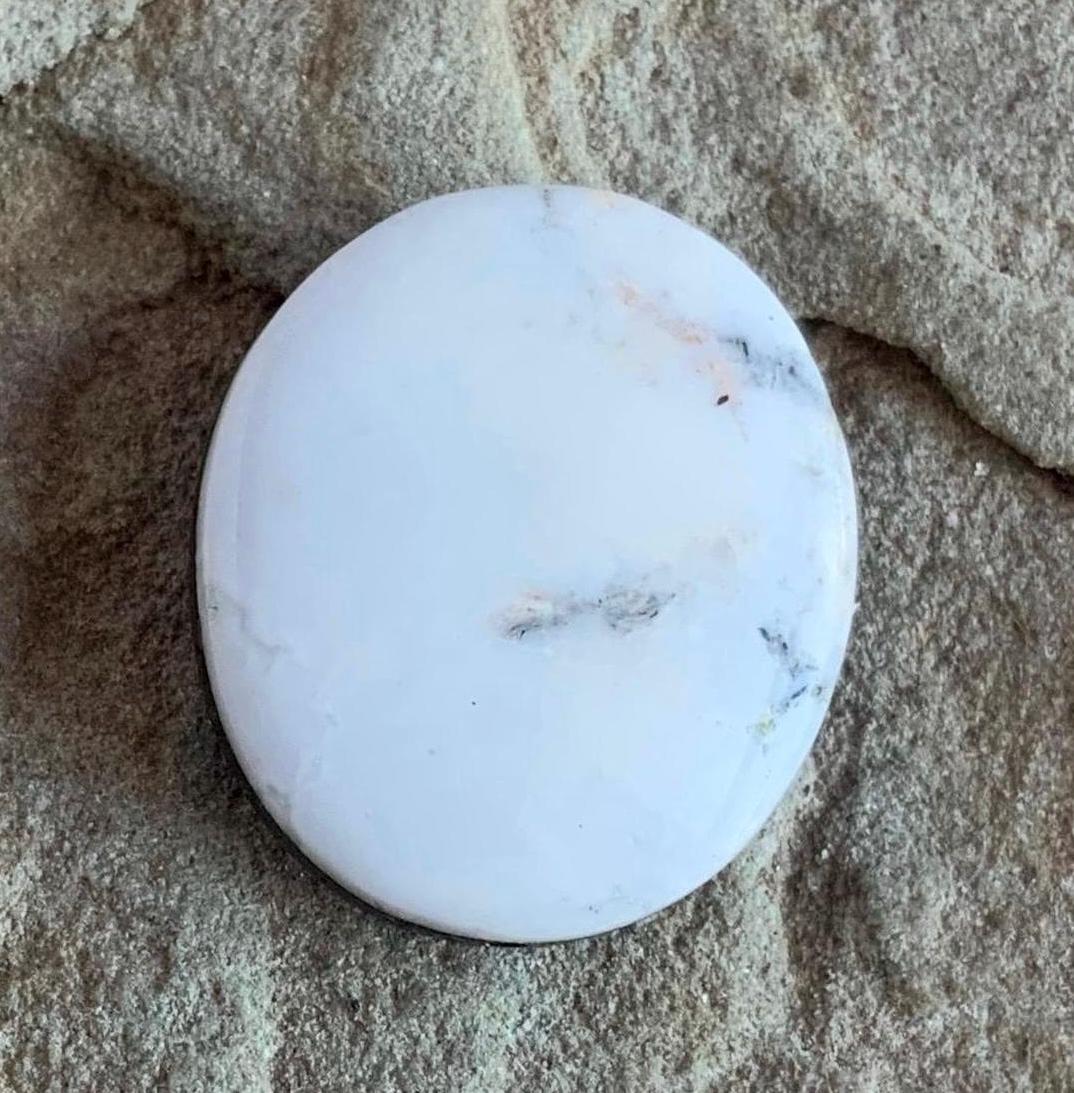 Natural White Buffalo Oval Cabochon #WB 48