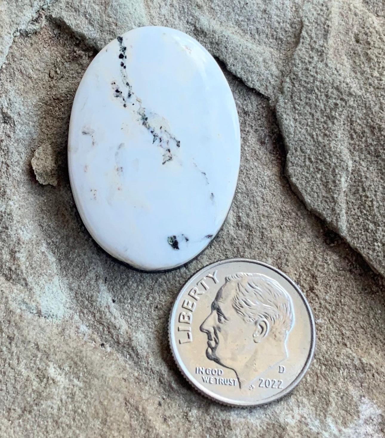 Beautiful Natural White Buffalo Oval Cabochon #WB72