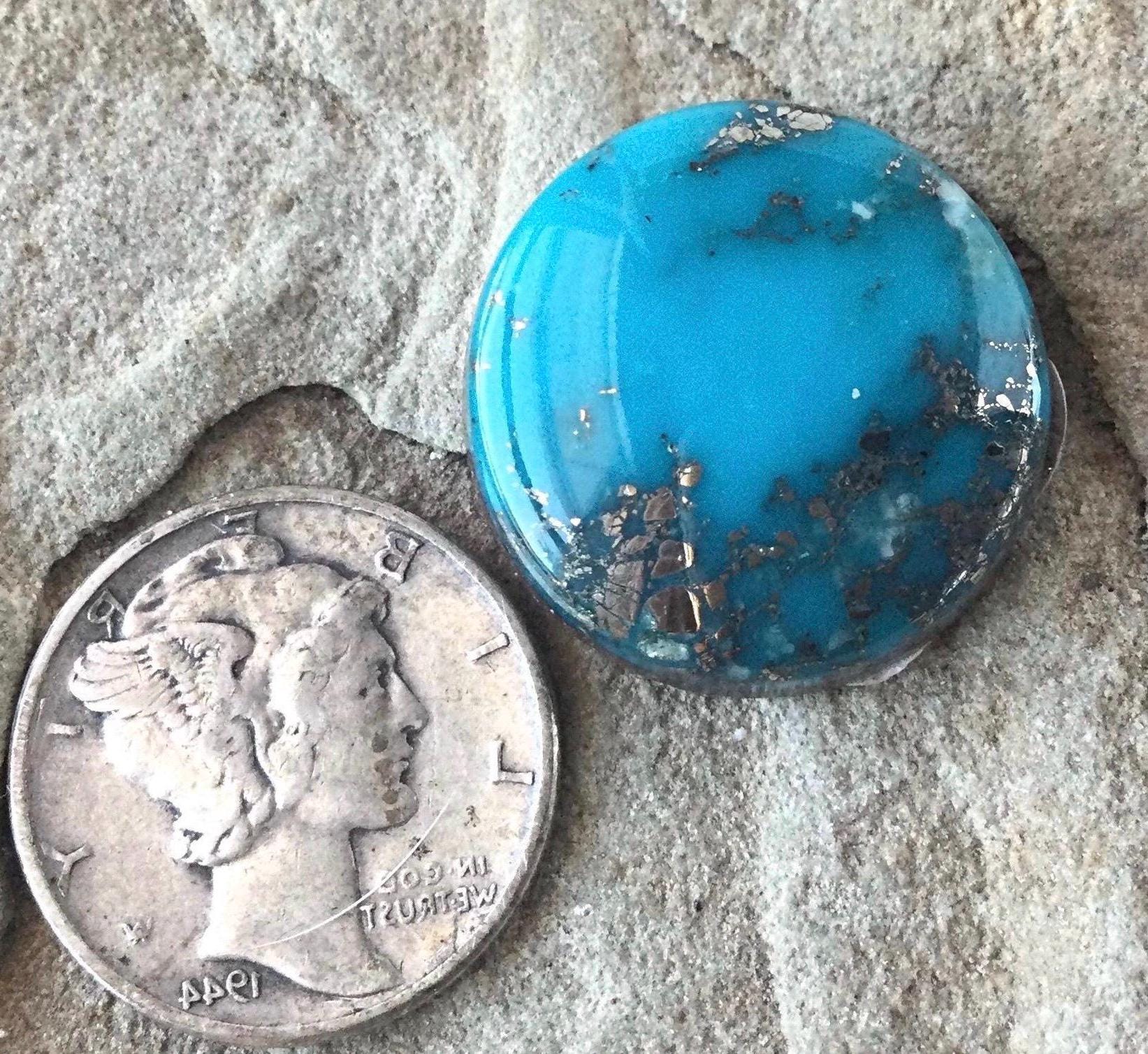 Beautiful Ithaca Peak Turquoise High Grade Cabochon with Pyrite #133