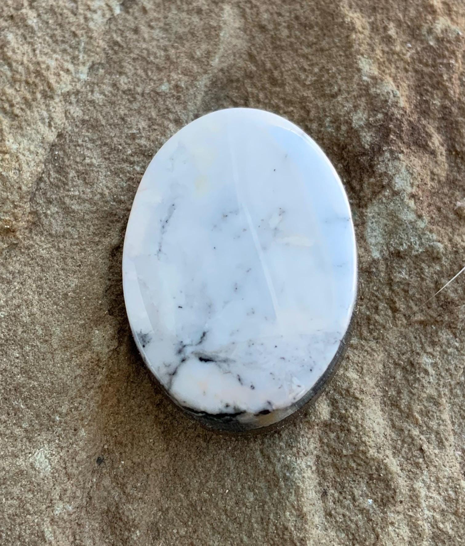 Beautiful Natural White Buffalo Oval Cabochon, 11 Carats — Ranch Gypsy