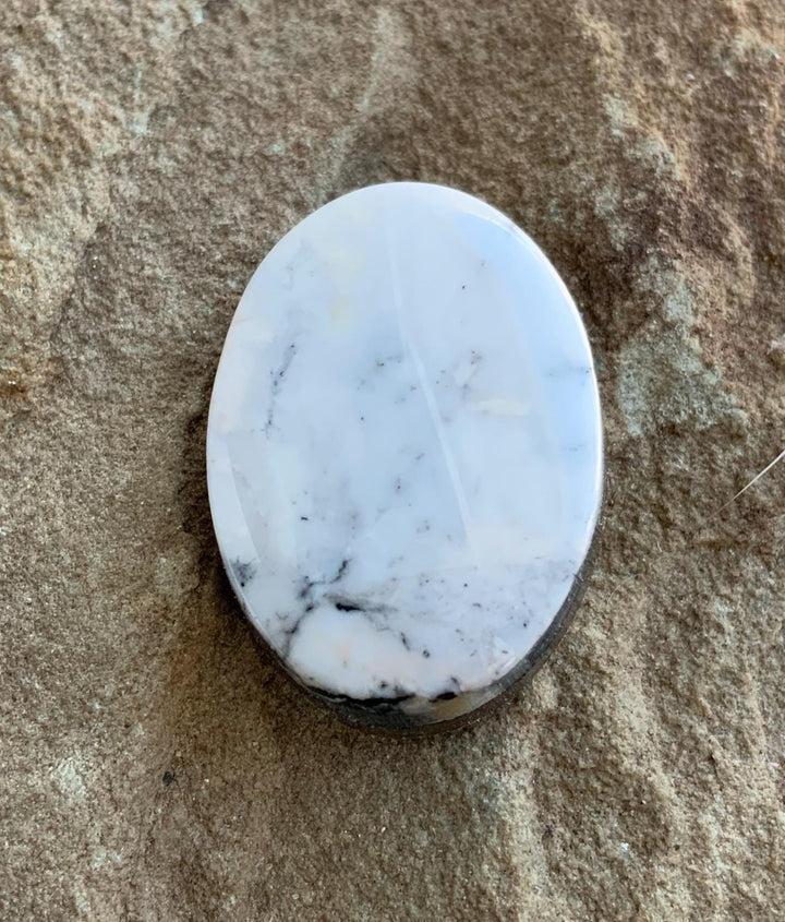 Beautiful Natural White Buffalo Oval Cabochon, 11 Carats — Ranch Gypsy