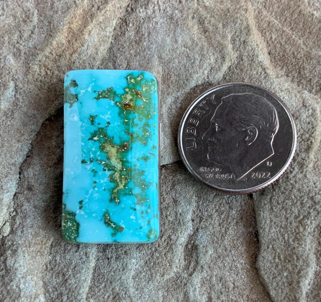 Natural Royston Turquoise Polychrome Rectangular Cabochon