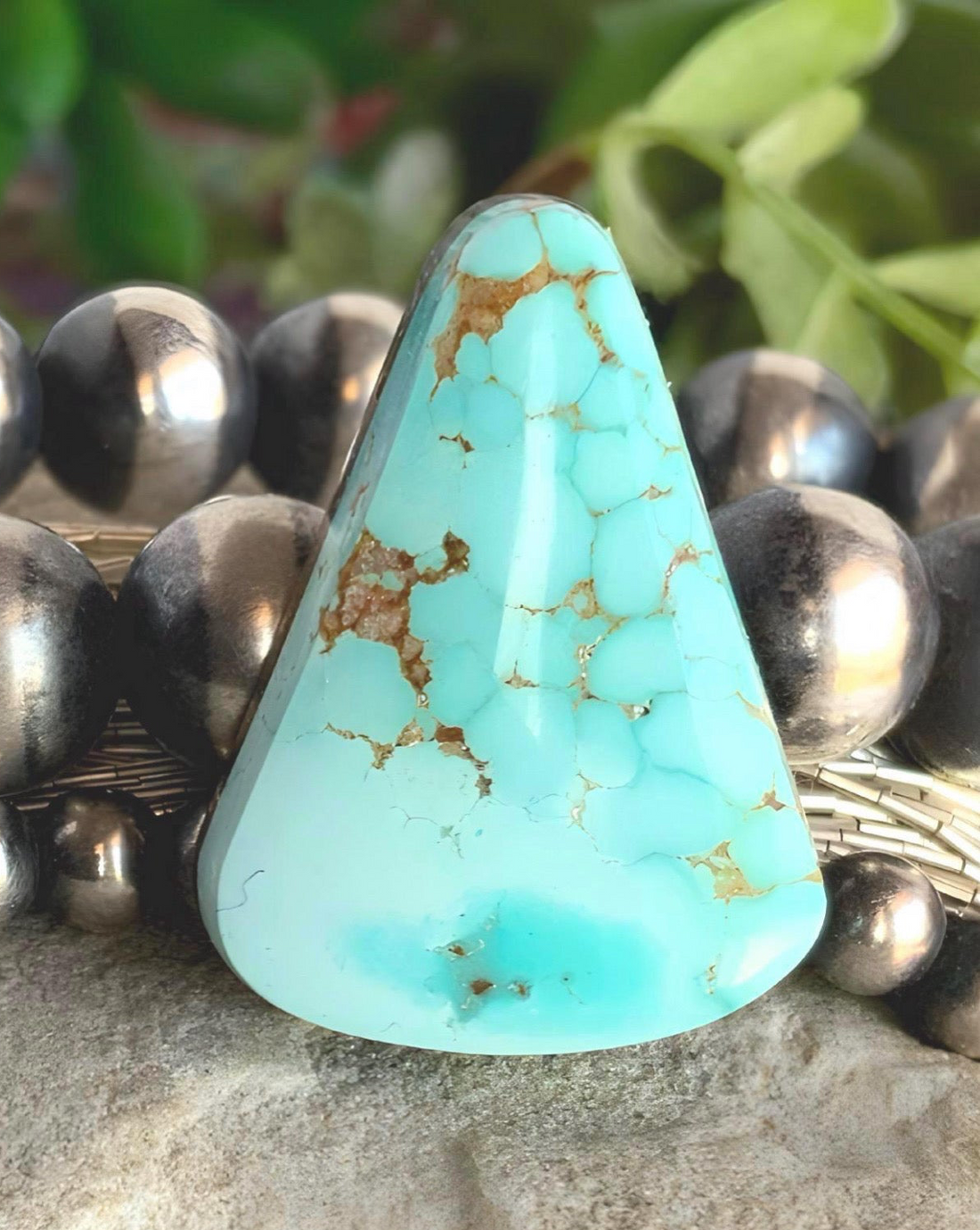 Natural Number 8 Turquoise High Grade Triangular Cabochon
