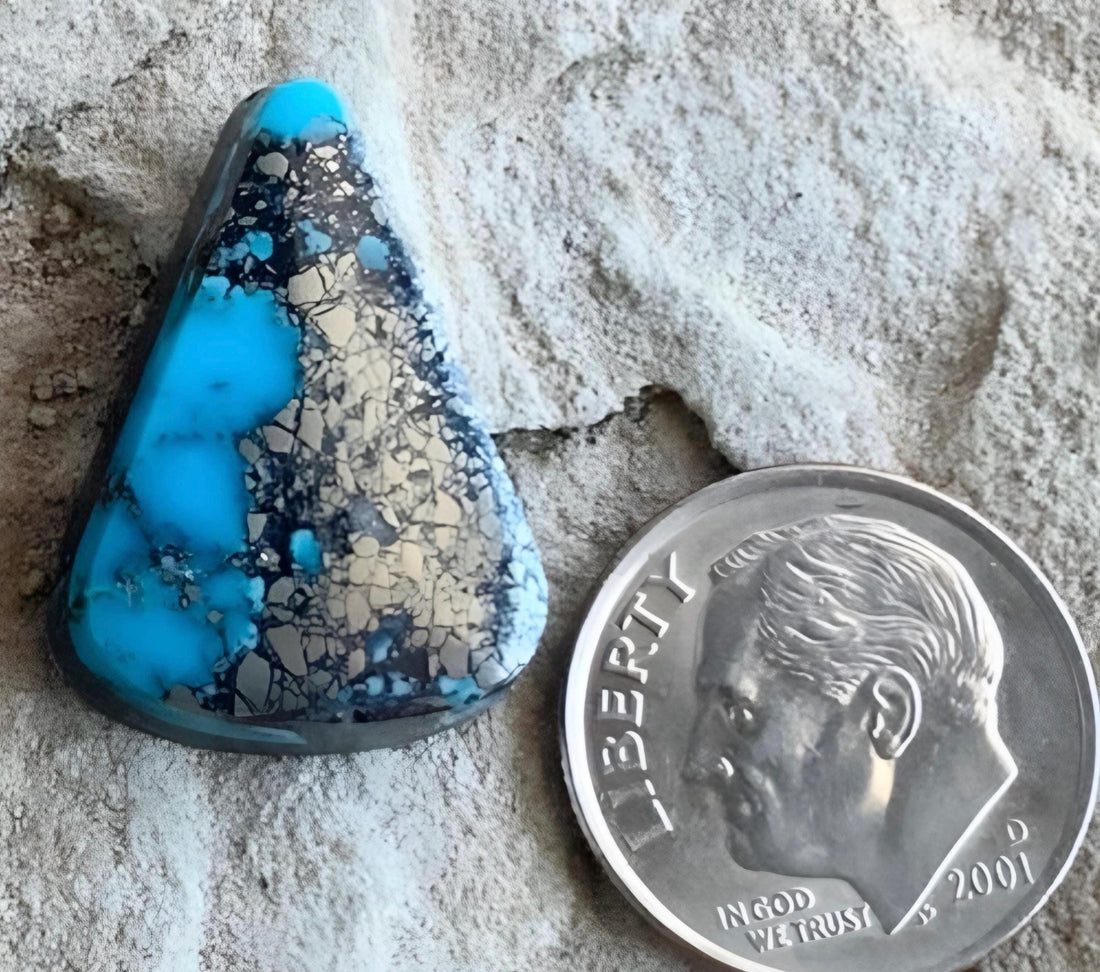 Ithaca Peak Turquoise Blue High Grade Triangle Cabochon With Pyrite