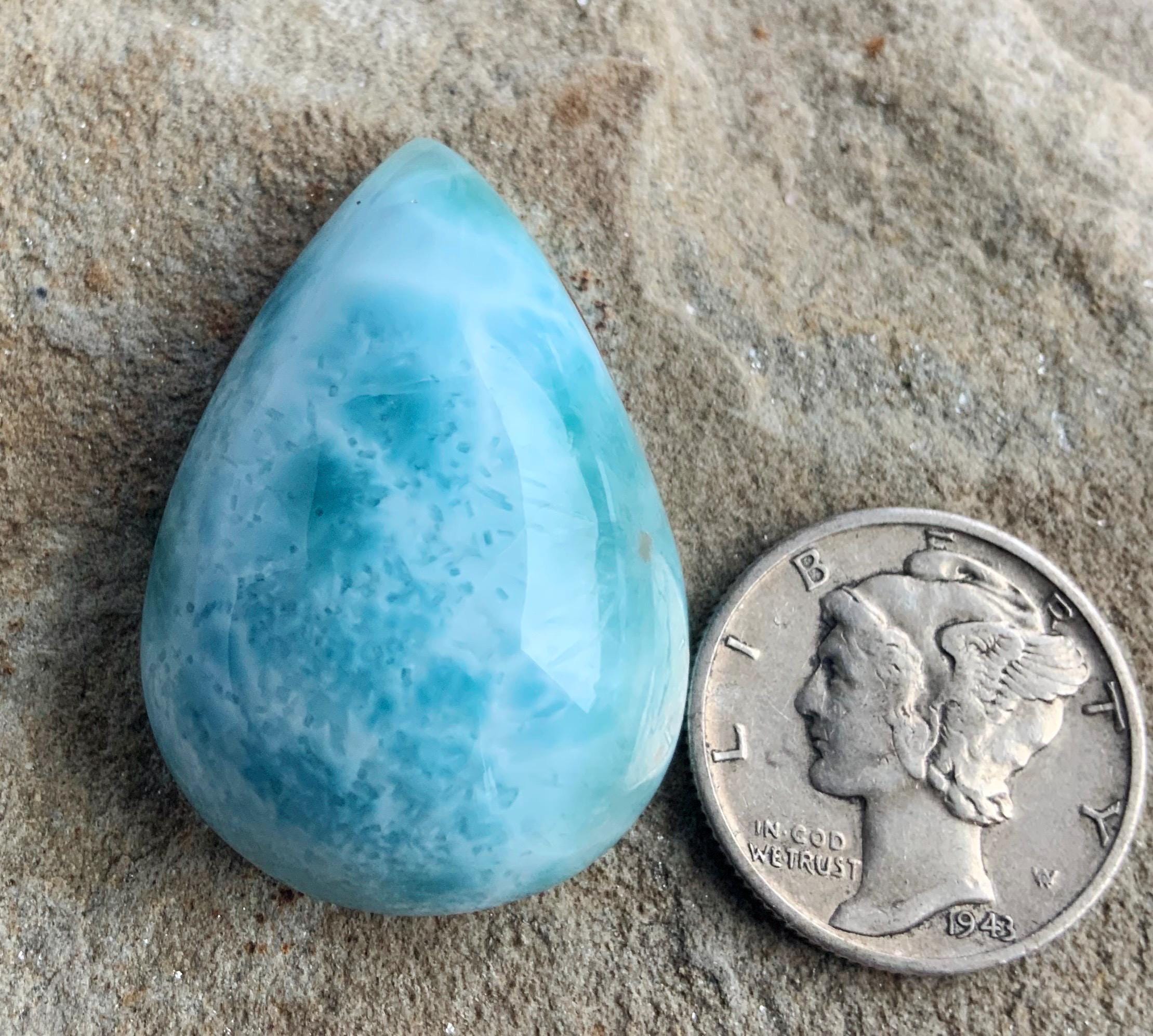 Beautiful Blue Larimar Domed Teardrop Cabochon