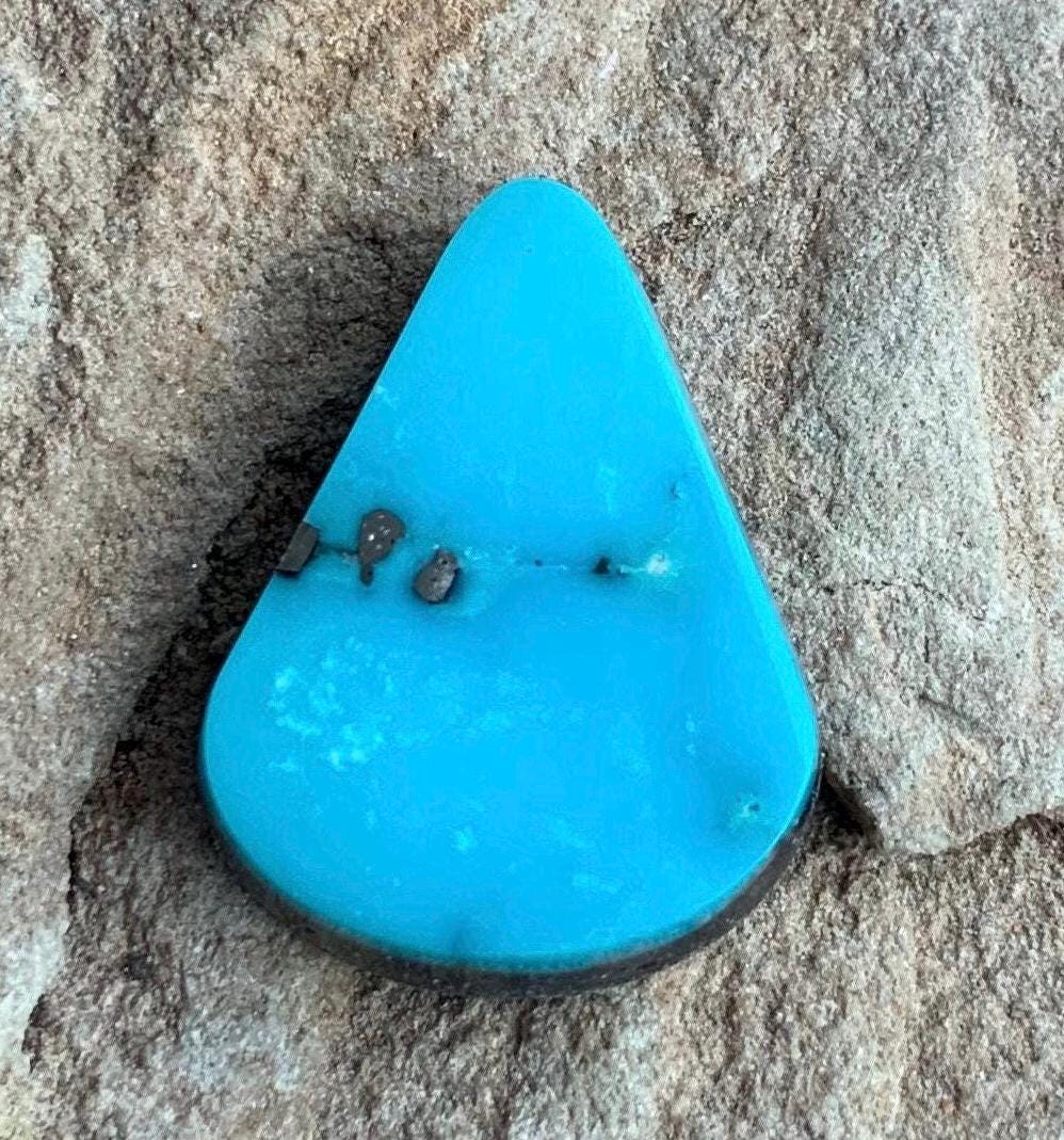 Ithaca Peak Turquoise Teardrop Cabochon With Pyrite-Arizona Gemstone #IP148