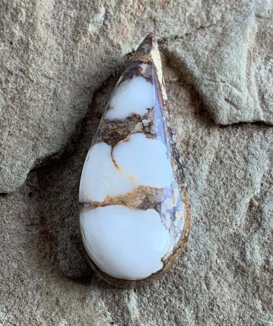 Beautiful Wild Horse Magnesite Curved Teardrop Cabochon