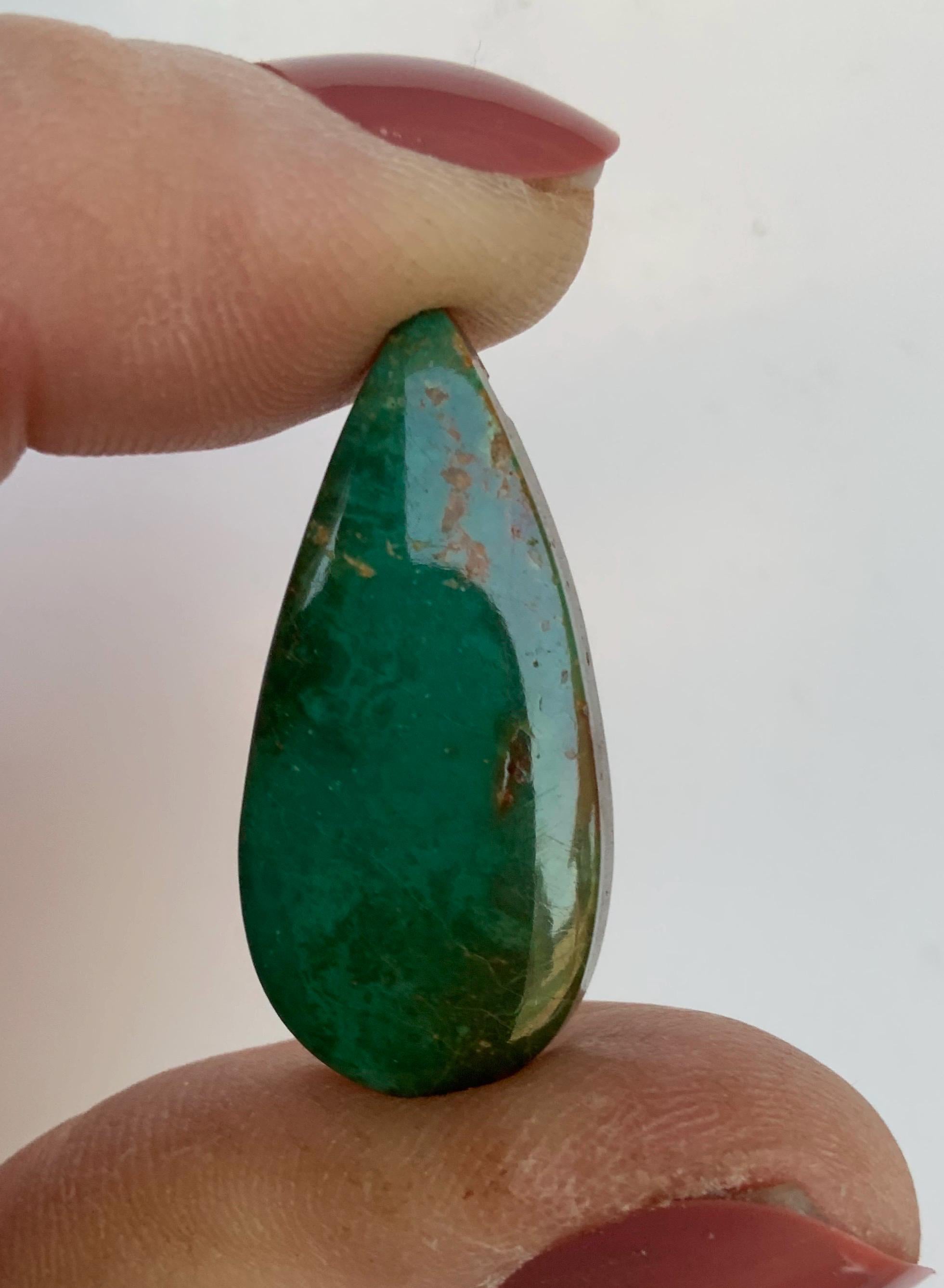 Natural Royston Turquoise Dark Green Teardrop Cabochon #R162