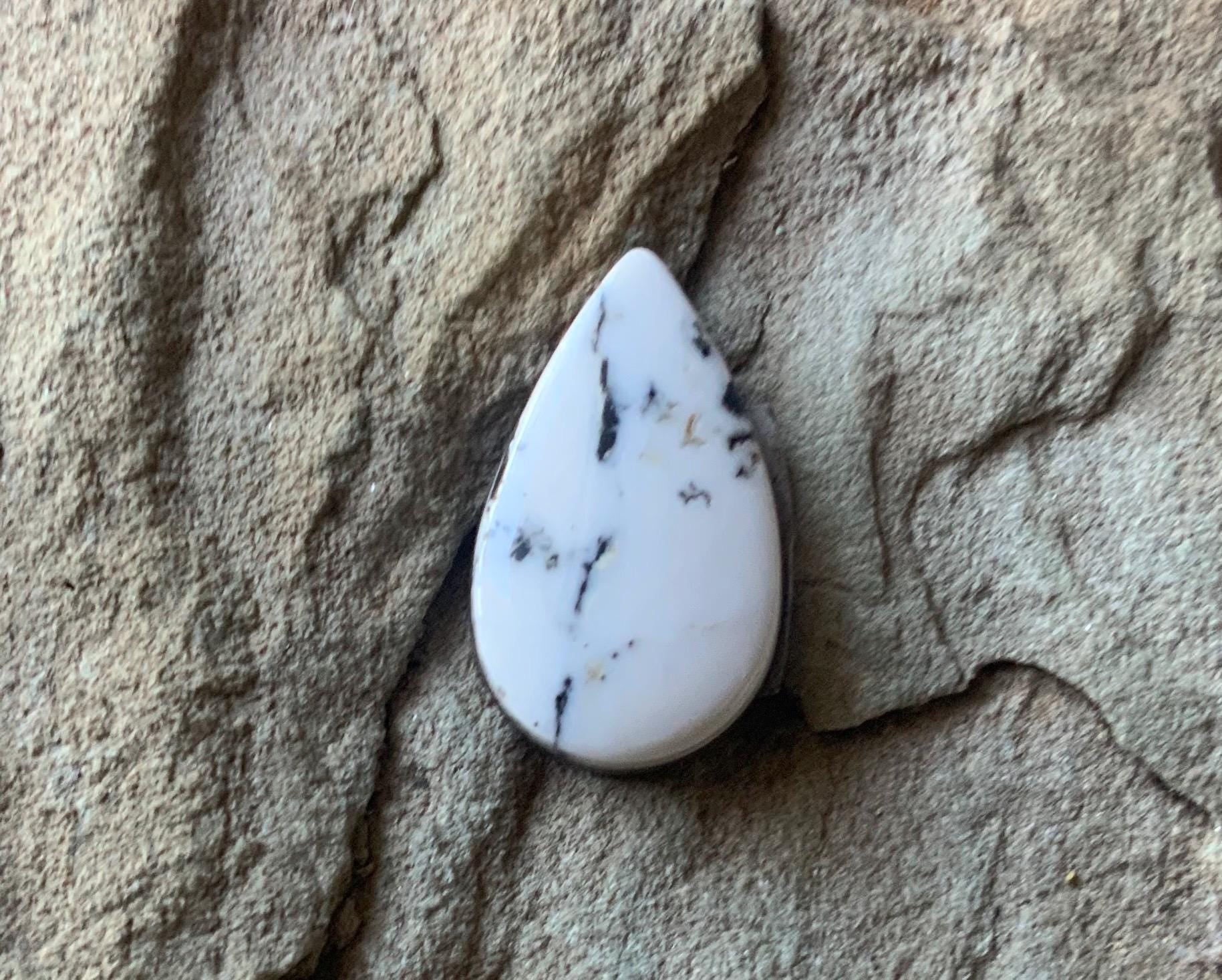 Beautiful Natural White Buffalo Teardrop Cabochon — Ranch Gypsy