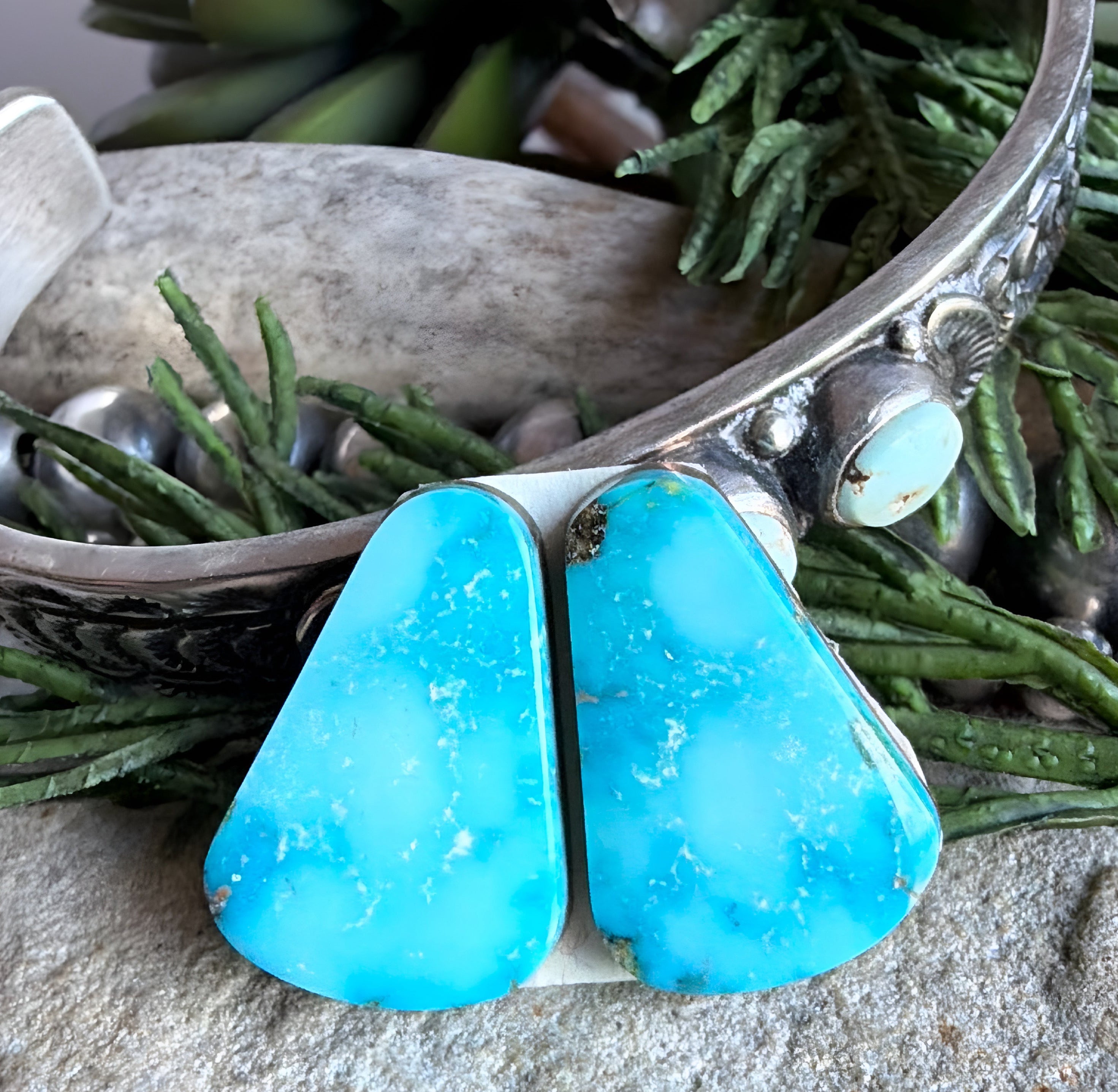 Turquoise Mountain Teardrop Earring Pair