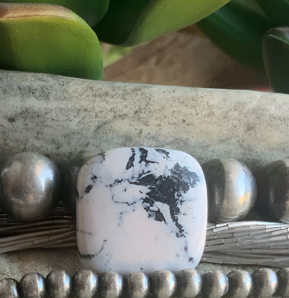 Natural White Buffalo Square Cabochon — Ranch Gypsy
