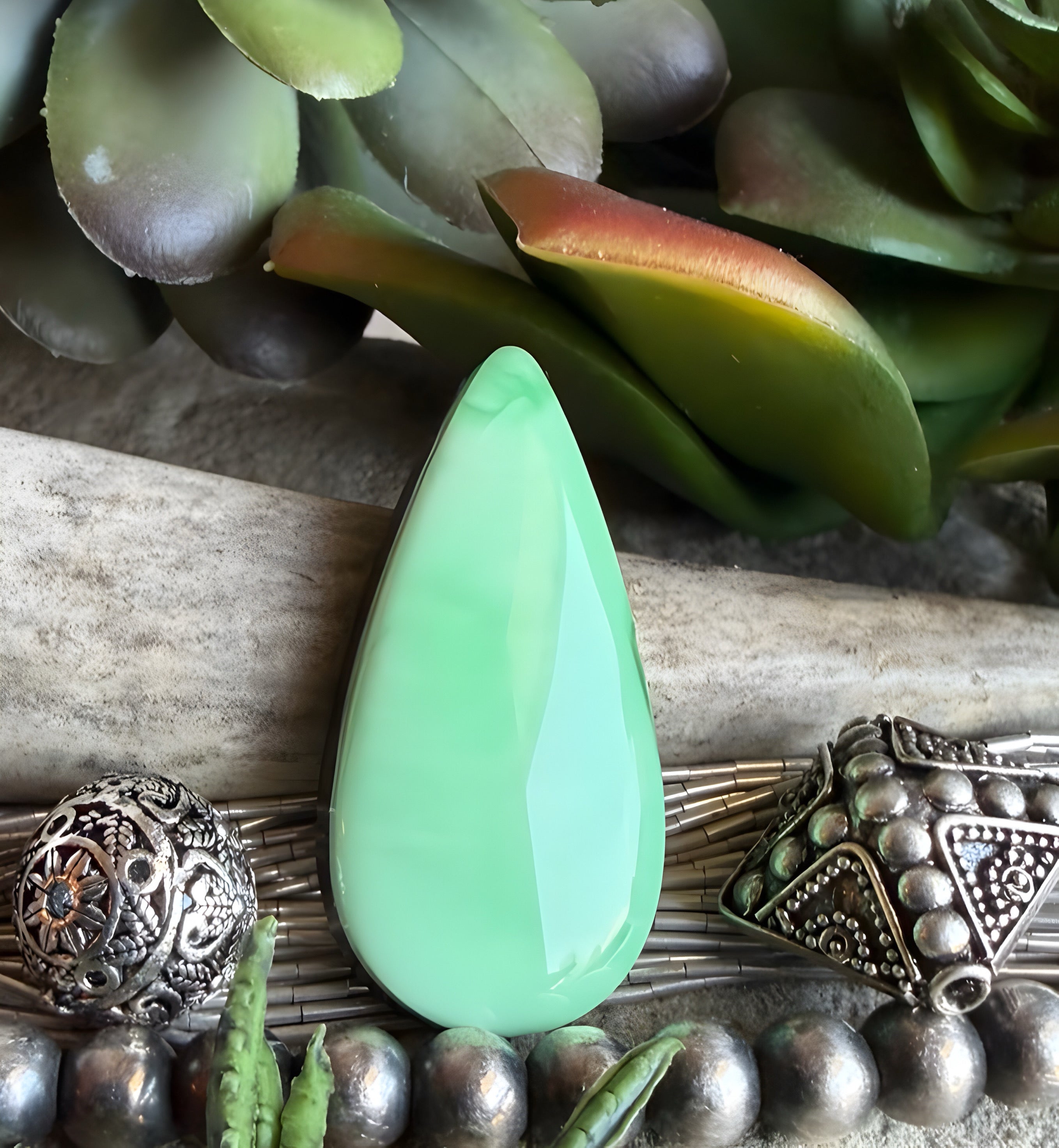 Beautiful Rare Green Natural Orvil Jack Turquoise Cabochon