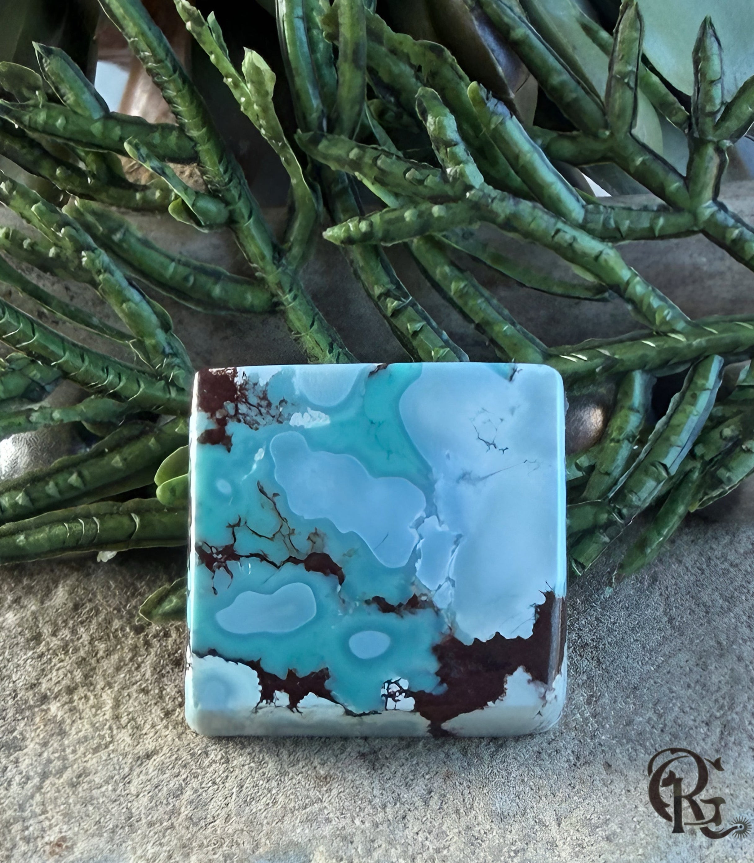 Gobi Desert Lavender Turquoise Square Cabochon