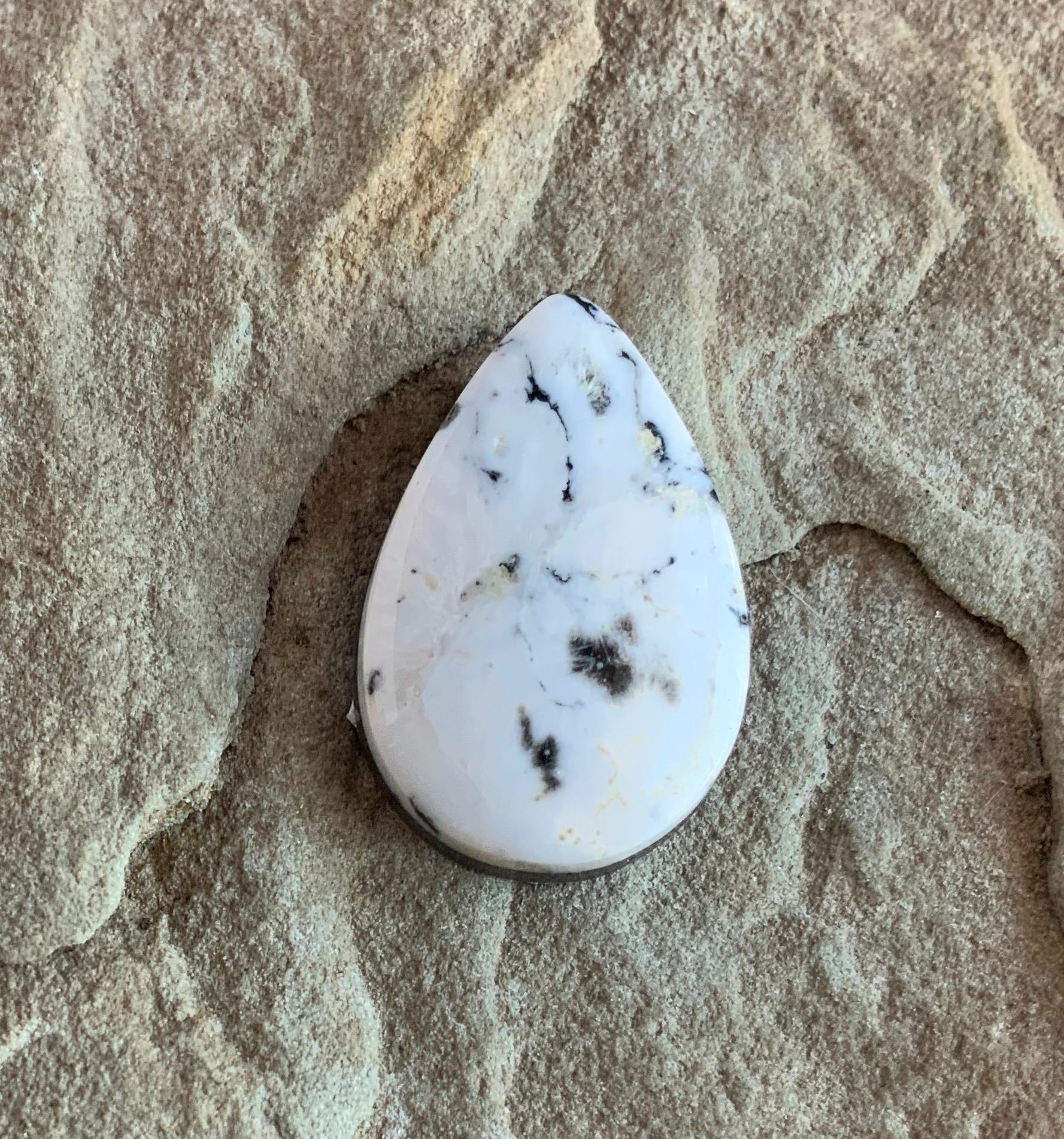Beautiful Natural White Buffalo Teardrop Cabochon -#WB2