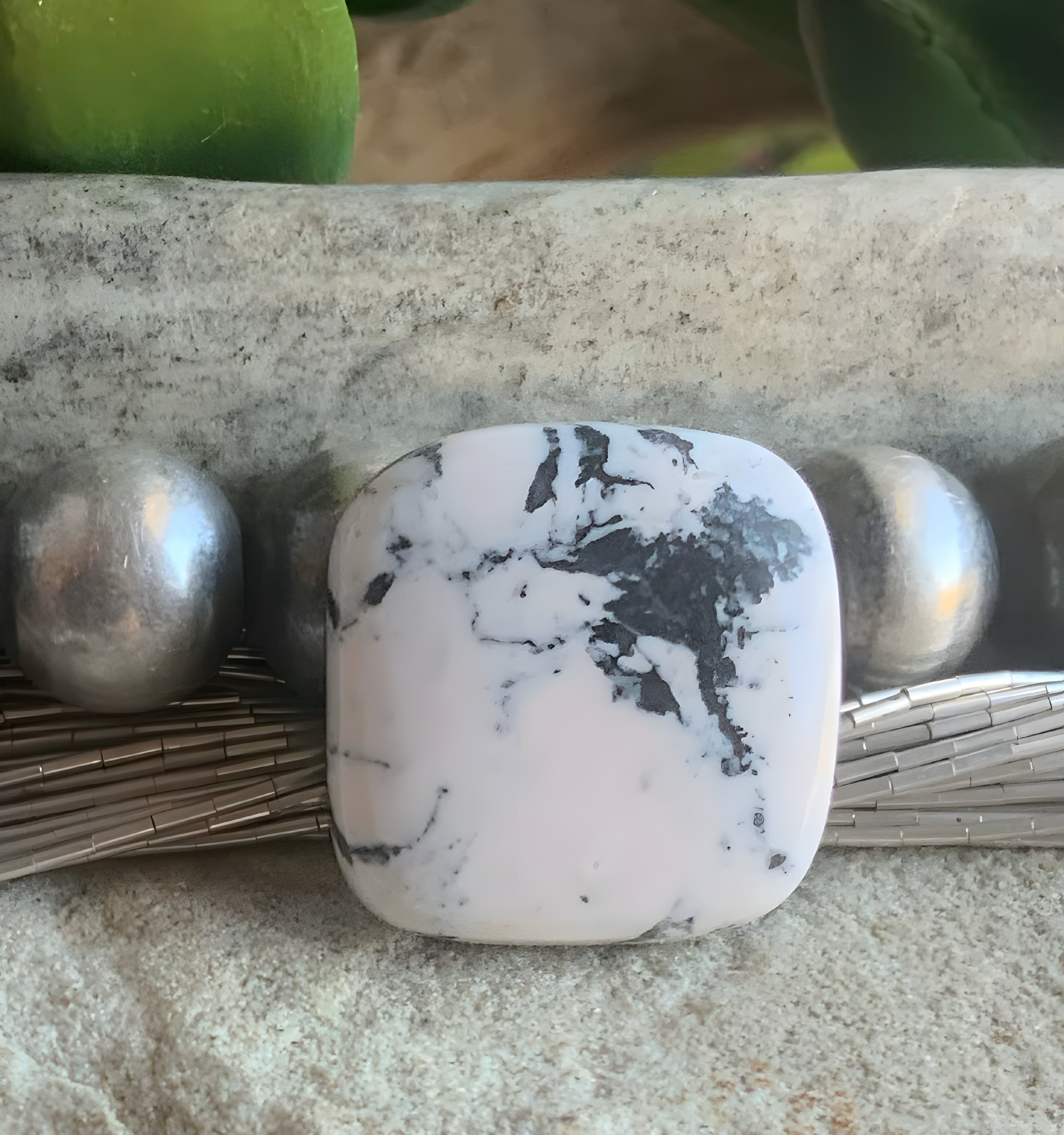 Natural White Buffalo Square Cabochon — Ranch Gypsy