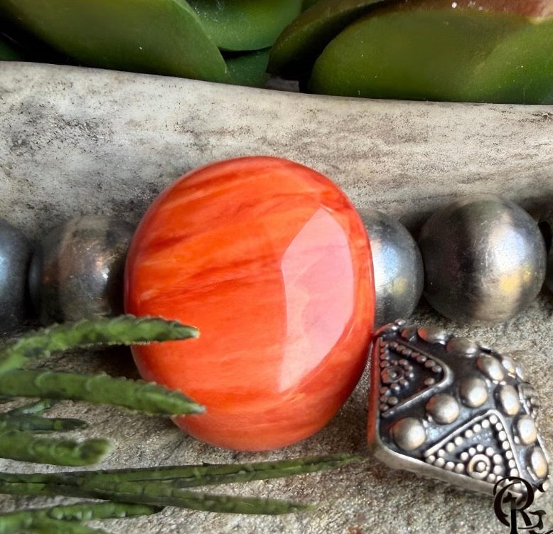 Orange Spiny Oyster Oval Cabochon