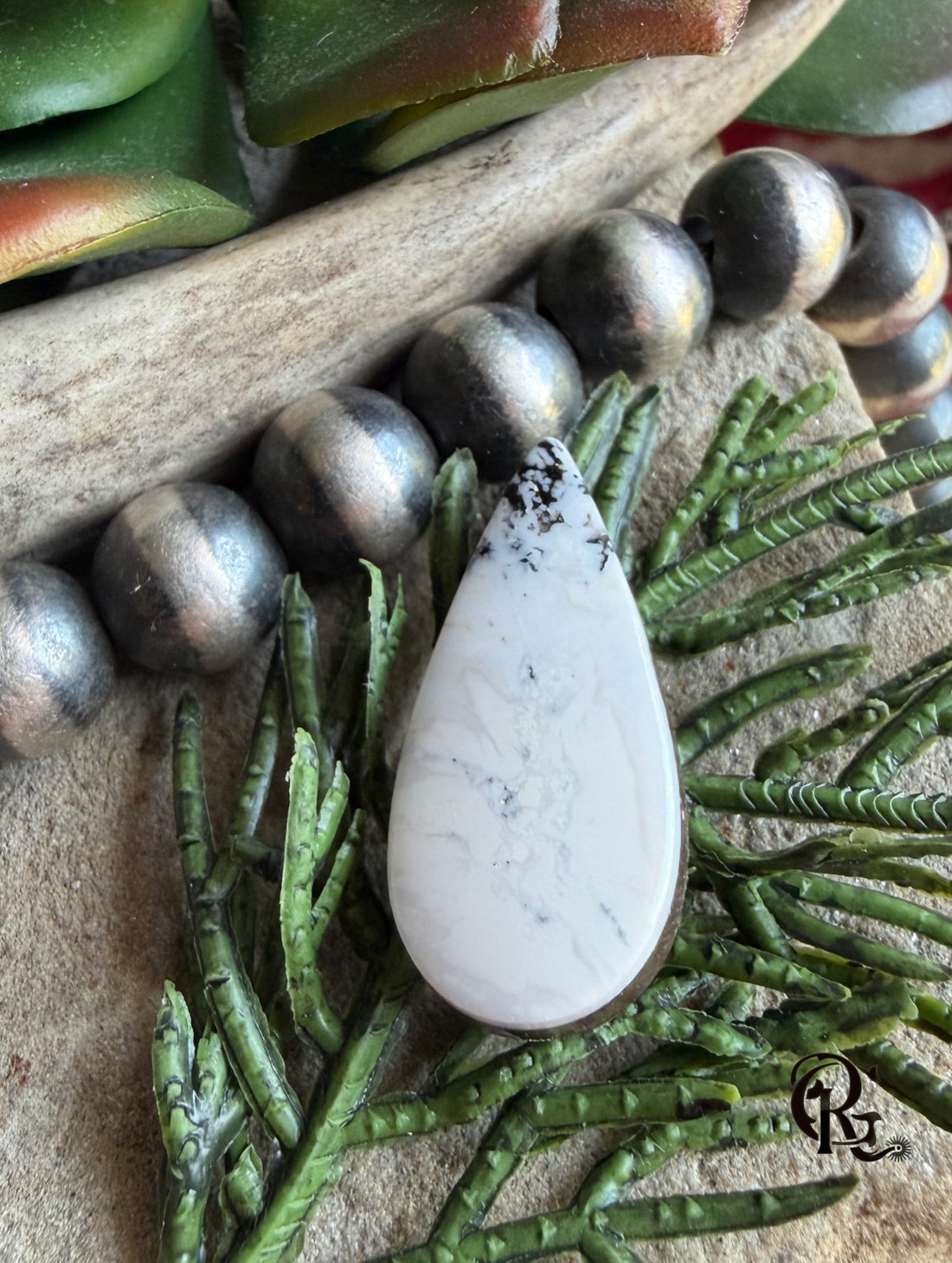 Natural White Buffalo Teardrop Cabochon-Nevada Gemstone — Ranch Gypsy