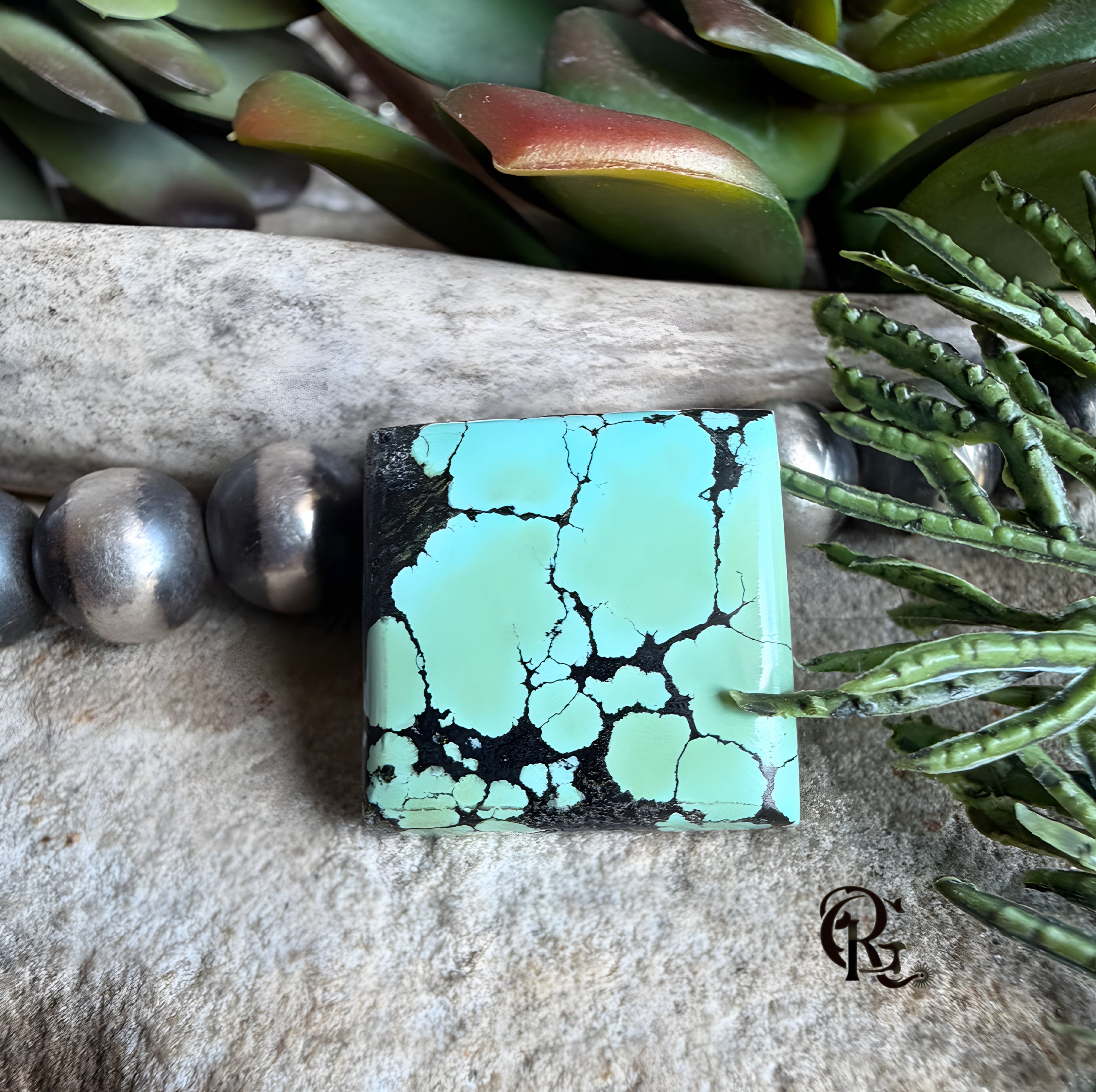 Bao Canyon Turquoise Square Green Cabochon-Hubei Province Gemstone