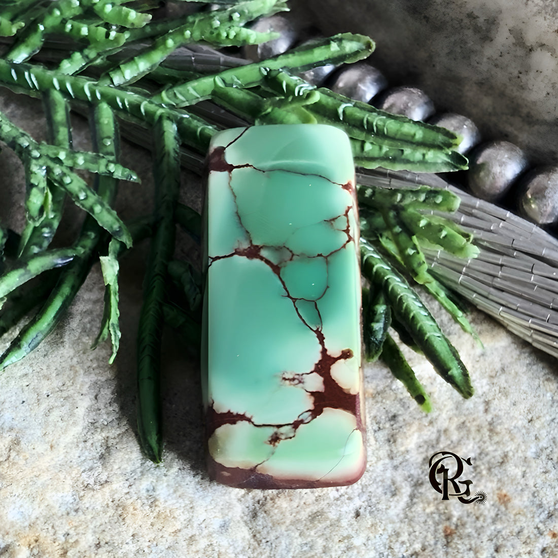 Treasure Mountain Turquoise Rectangle Cabochon-Hubei Province Gemstone