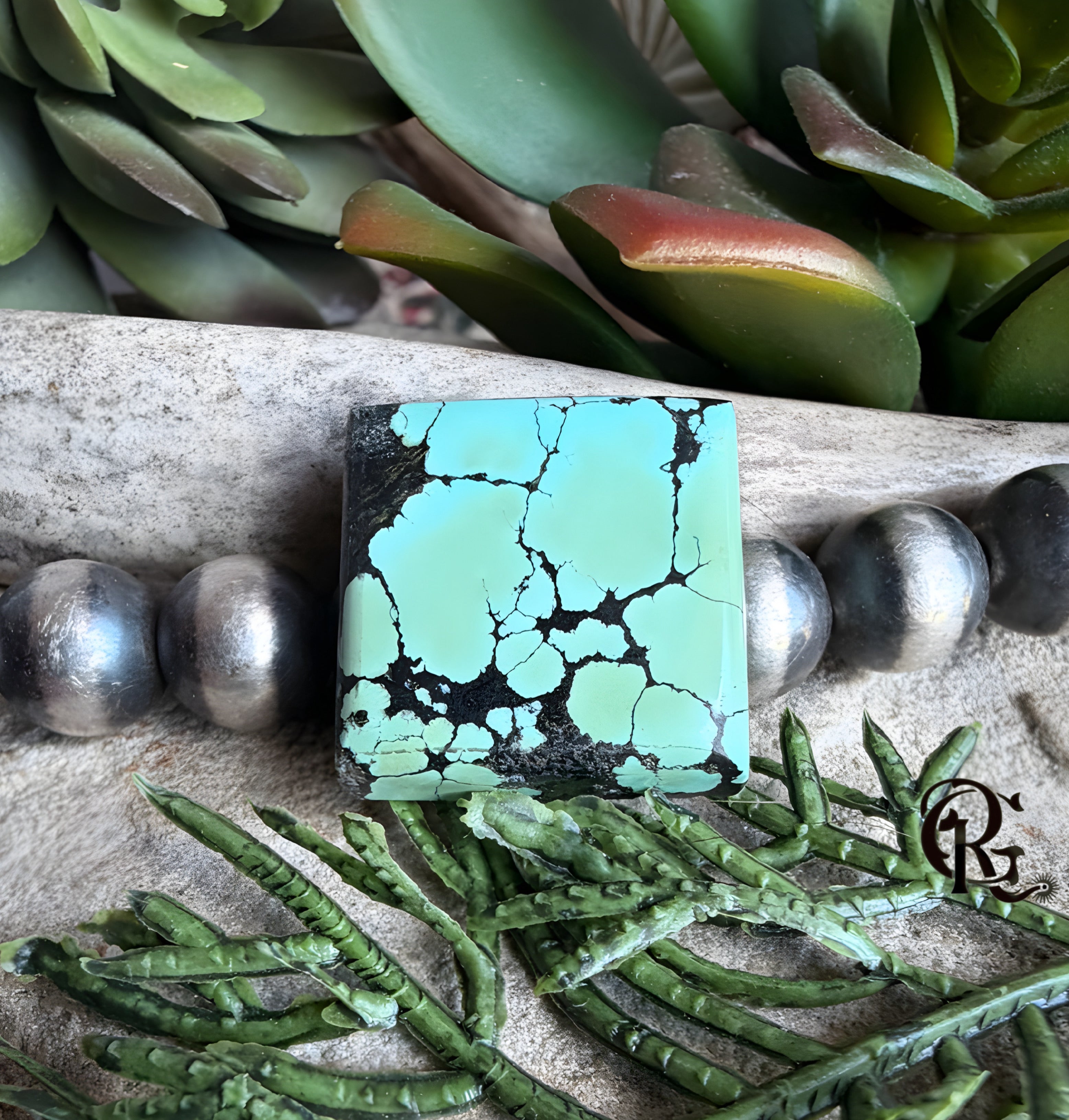 Bao Canyon Turquoise Square Green Cabochon-Hubei Province Gemstone