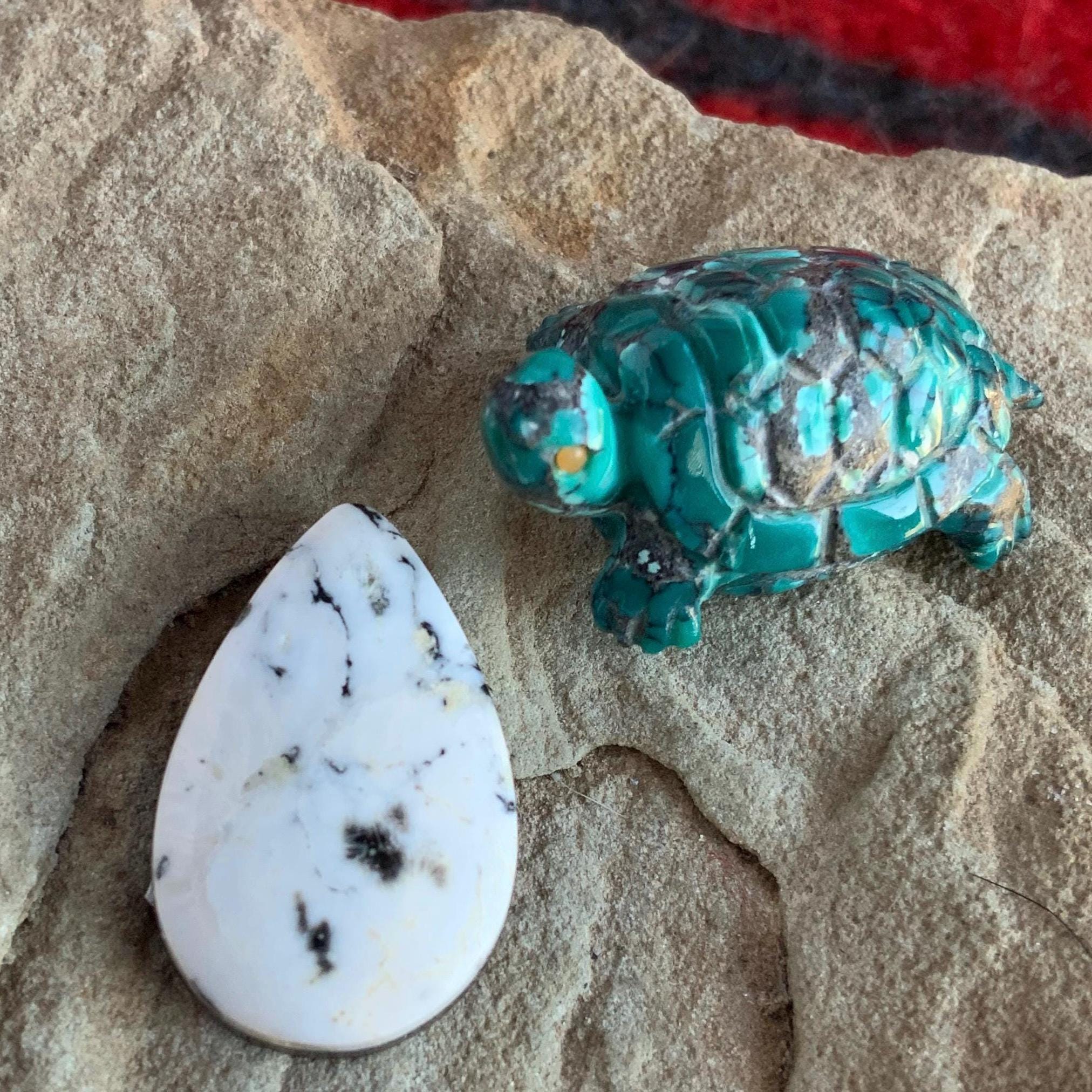 Beautiful Natural White Buffalo Teardrop Cabochon -#WB2