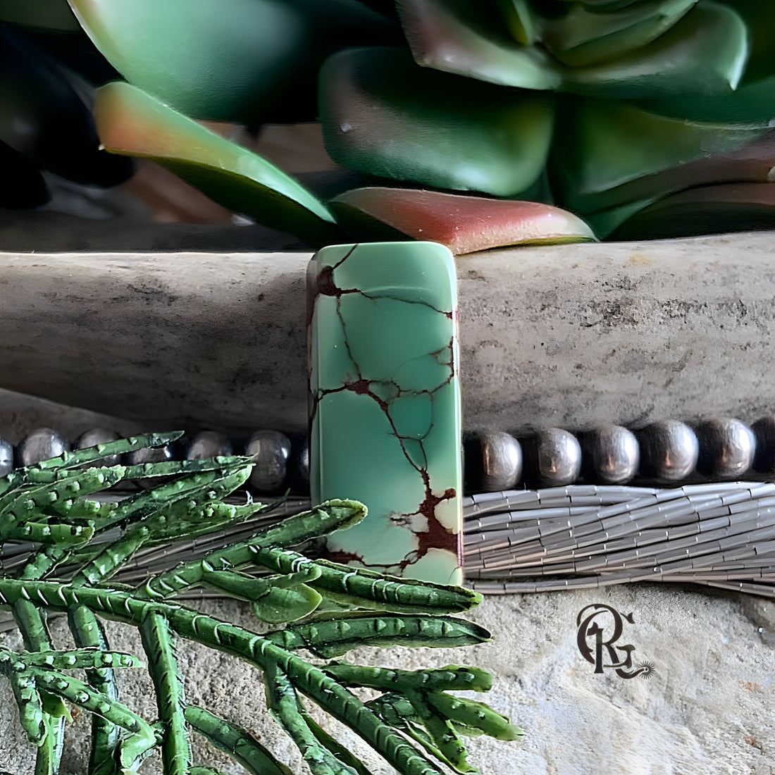 Treasure Mountain Turquoise Rectangle Cabochon-Hubei Province Gemstone