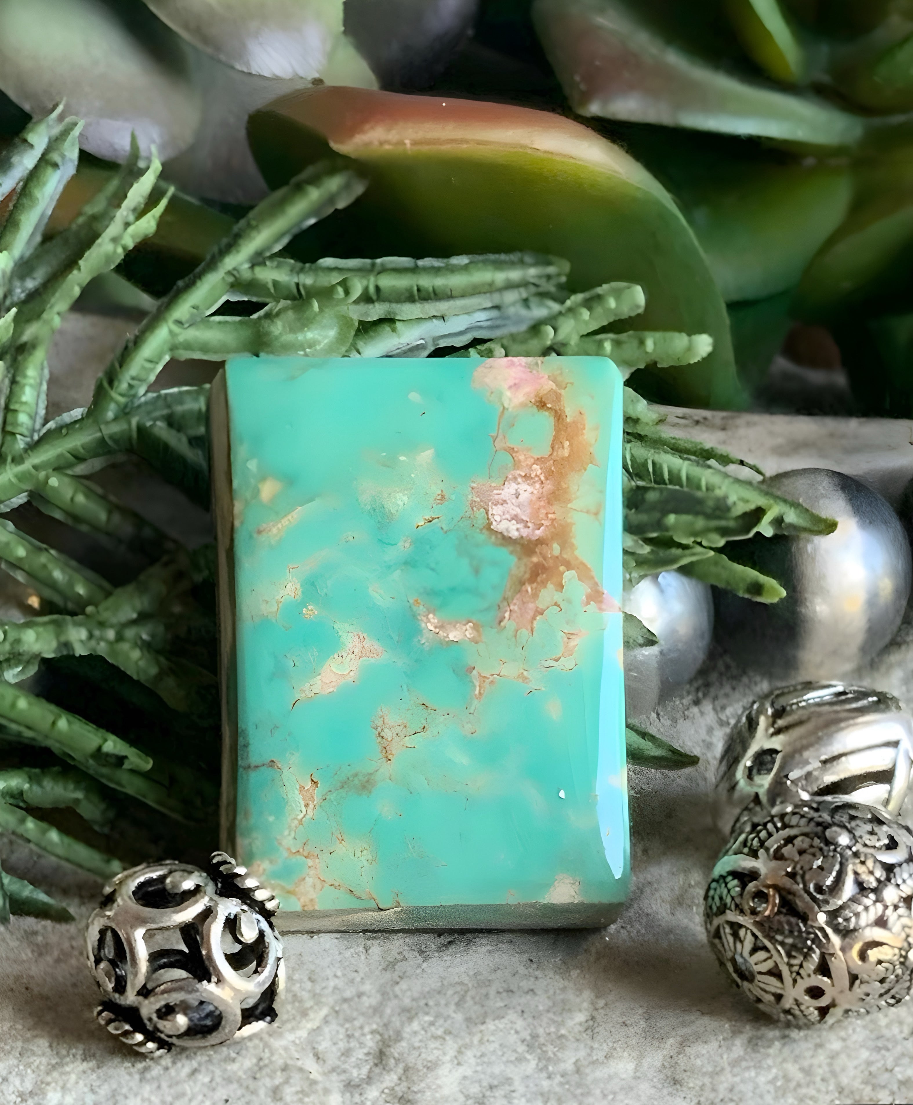 Natural Pilot Mountain Turquoise Rectangular Cabochon
