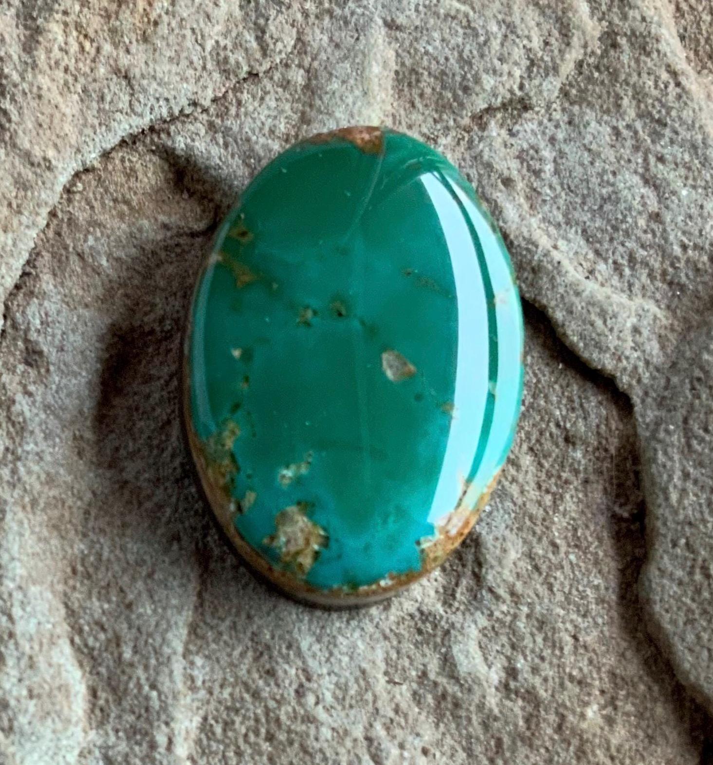 Natural High Grade Green Royston Turquoise Oval Cabochon