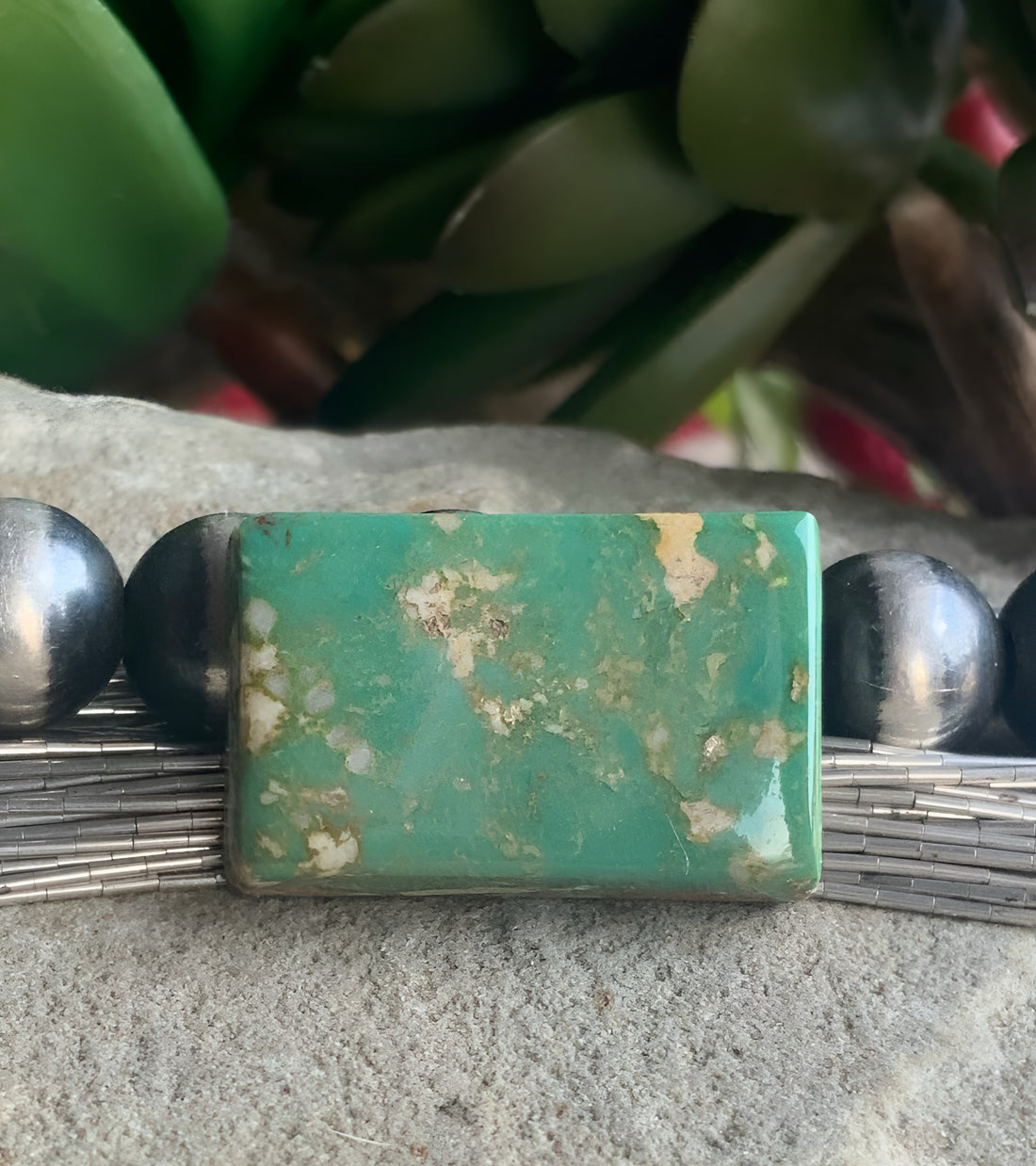 Turquoise Mountain Turquoise Green Rectangular Cabochon-Arizona Gemstone