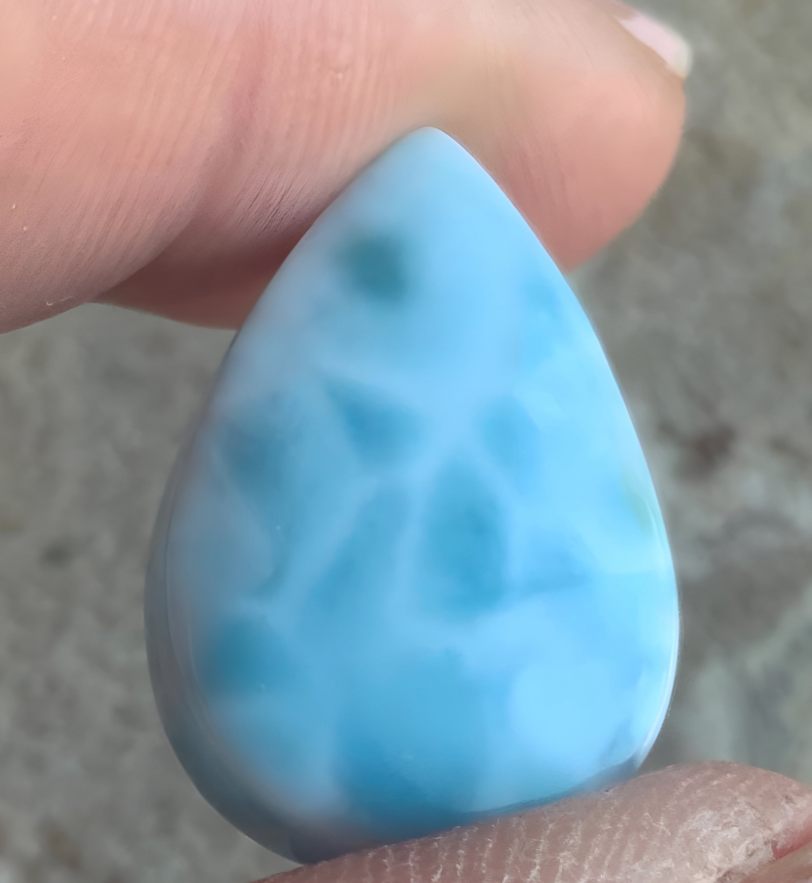 Larimar Teardrop Cabochon:Dominican Republic Gemstone
